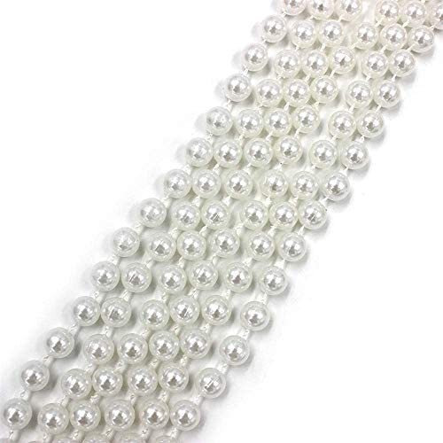 Satyam Kraft 8 Mm Pearl Bead Ball Chain (10 Meter) For Ganpati Decoration Items,Diys,Jewelry,Hanging Backdrop For Home Mandir Decor,Embellishing Handbags,Wedding Craft Accessories(White)