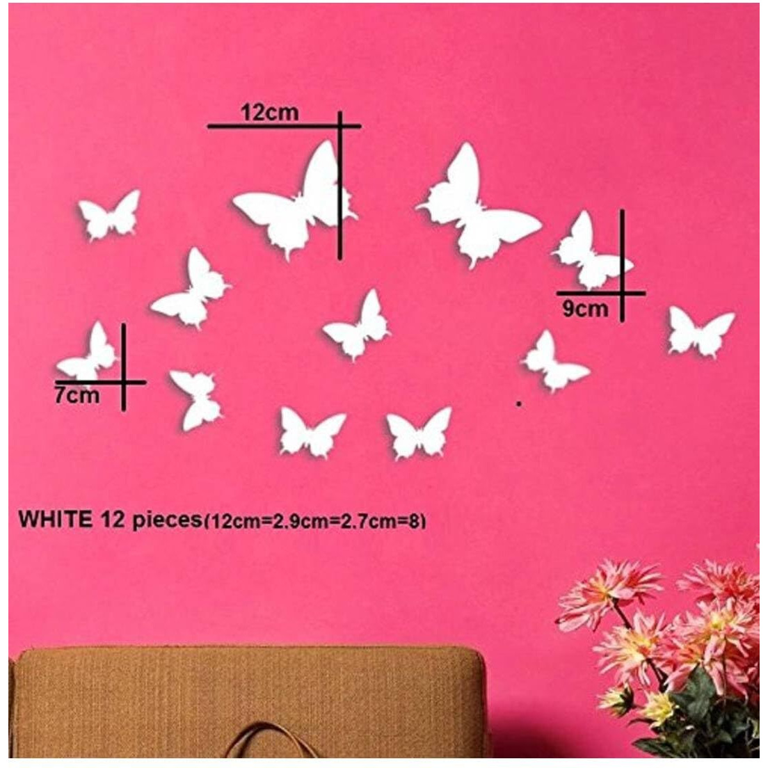 Jaamso Royals Yellow Colour 3D Butterfly Stickers For Wall, Butterfly Decoration Items, Butterfly Stickers, Butterfly Wall Decor, Butterflies, Butterflies For Wall Decoration 12 Piece (90Cm X 90Cm)