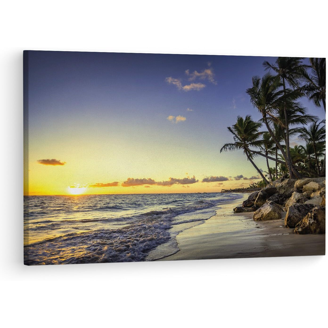 Truecanvas Punta Cana Beach Sunrise, Wooden Framed Canvas Paintings For Living Room | Bedroom | Office | Gallery | Ready Wall Mount Canvas Wall Art Painting | Size - 12 X 18In, Ct0610