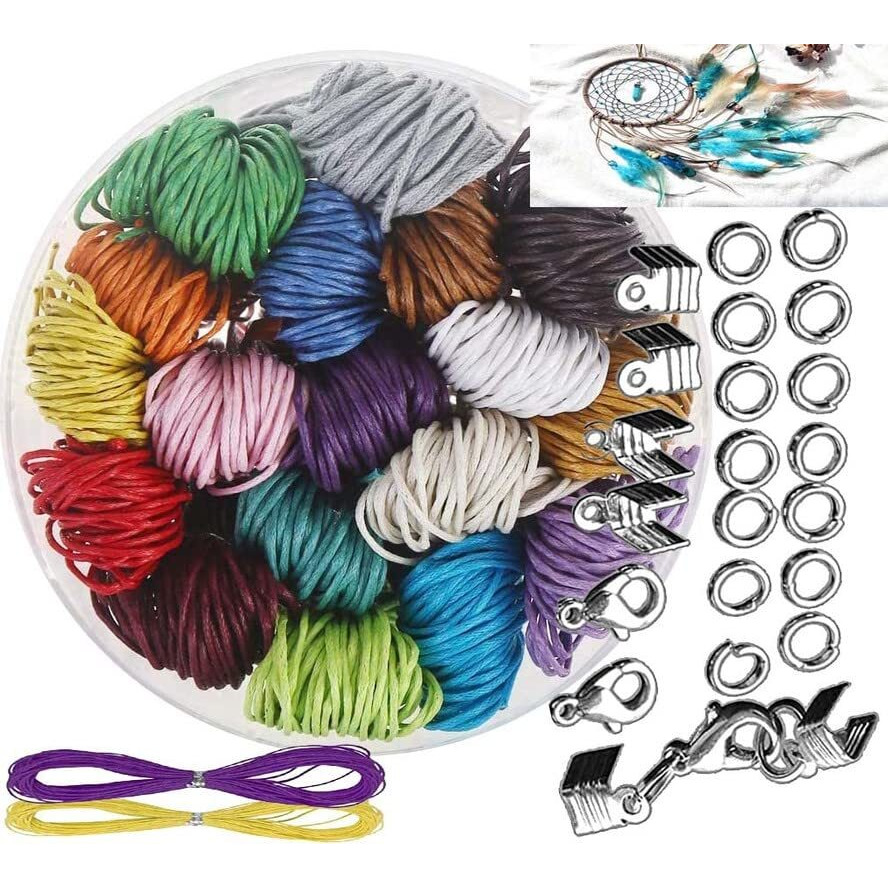 Diy Crafts 12 Mtr Kit, Random, Colors 1-30 Yards Waxed Polyester Cord Thread Beading String For Bracelet Necklace Jewelry Making Macrame Supplies Lobst(12 Mtr Kit, Random)