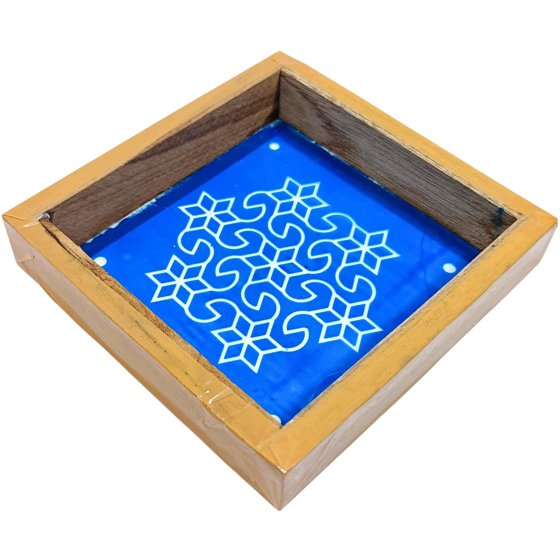 Anciently Star Pulli Kolam Rangoli Stencil Wooden, Rangoli Sacha Wooden, 1 Piece (5X5 Inches)