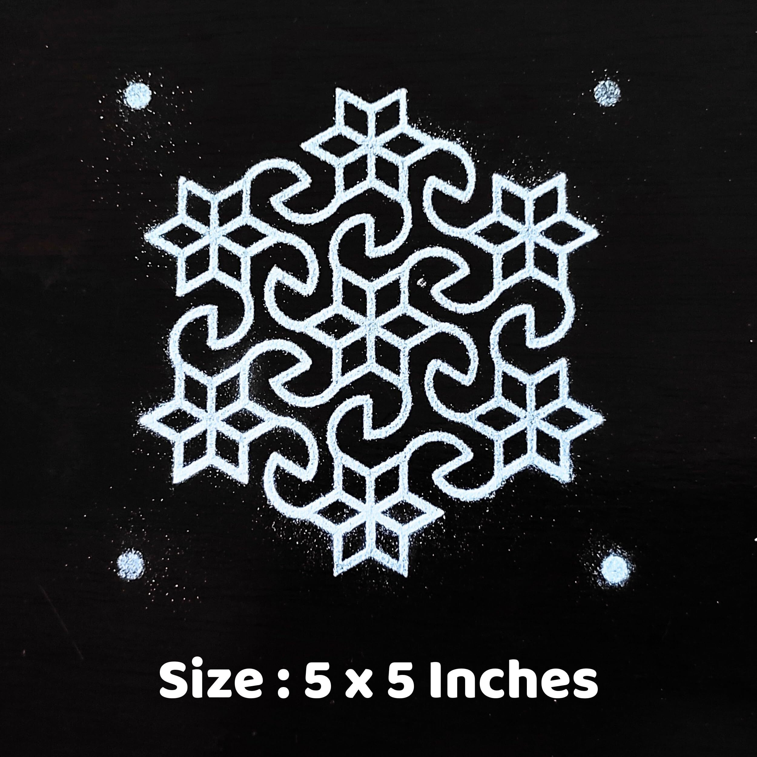 Anciently Star Pulli Kolam Rangoli Stencil Wooden, Rangoli Sacha Wooden, 1 Piece (5X5 Inches)