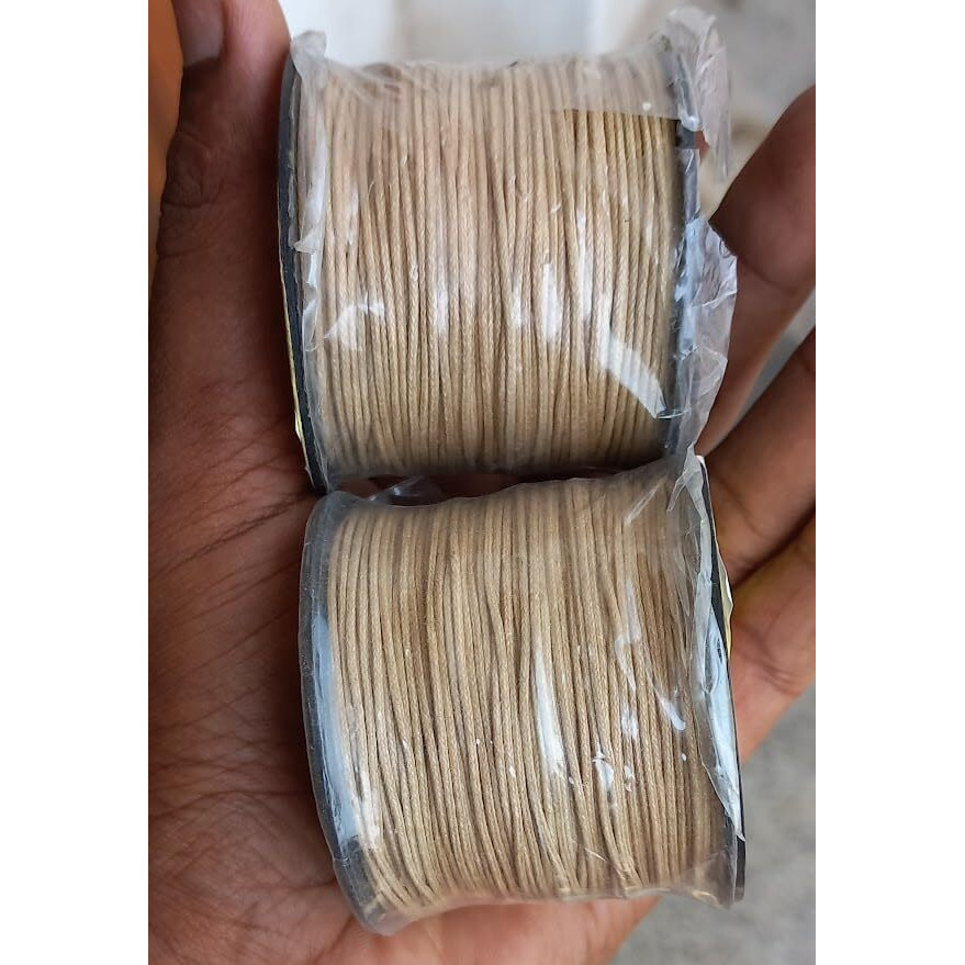 Omx, 0.5 Mm Thick Wax Cotton Cord For Diy Jewellery Making, Beading, Art And Craft Work And Handicrafts, (Beige Brown, 2 Roll, Total 200 Mtr)