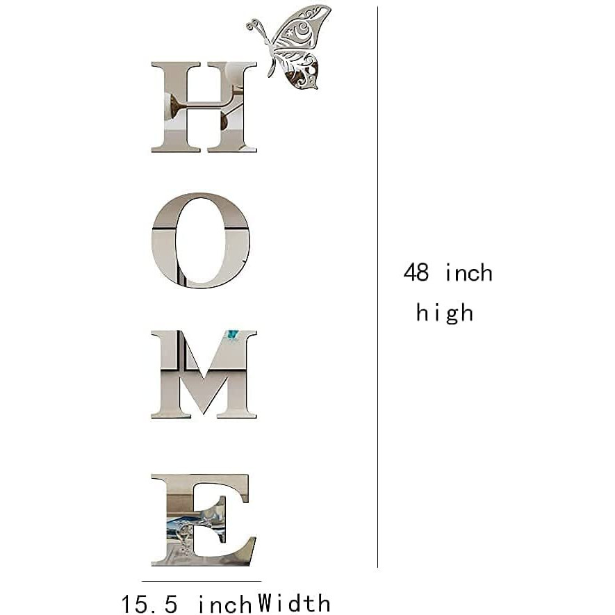 Device Of Mm Meraki Mart Home Wall Stickers Non Glass 3D Acrylic Wall Mirror Sticker Diy Tiles Wall Decoration Decor Art For Bedroom, Office, Living Room,- 47.2X15.7 Cm, 1 Set (Silver) - Heart