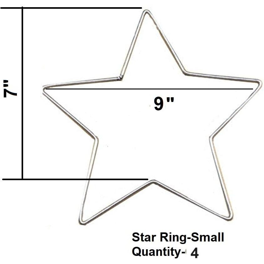 Ritika Craft Metal Rings For Macrame Crafts Star Shape 8 Inch Set Of (4)