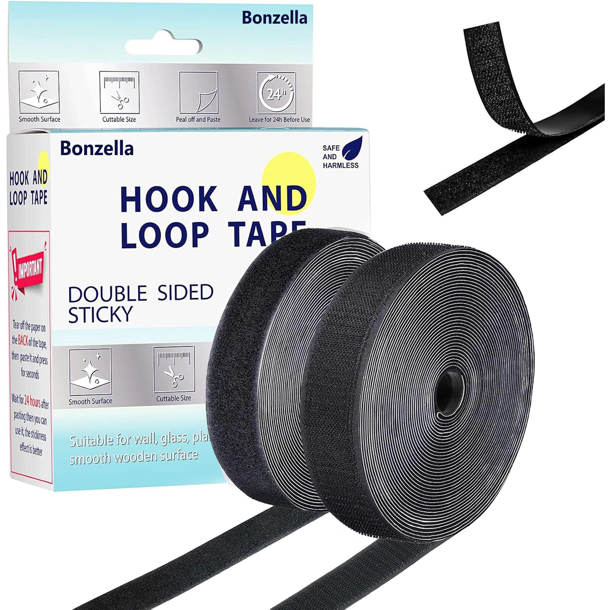 Bonzella Self Adhesive Hook And Loop Tape, Velcro Tapes, Mosquito Net Mounting Tape For Office Use, Photo Frames, Multipurpose Double-Sided Adhesive Hook Loop Tape For Crafting & Wall Hanging (5M X 25Mm)