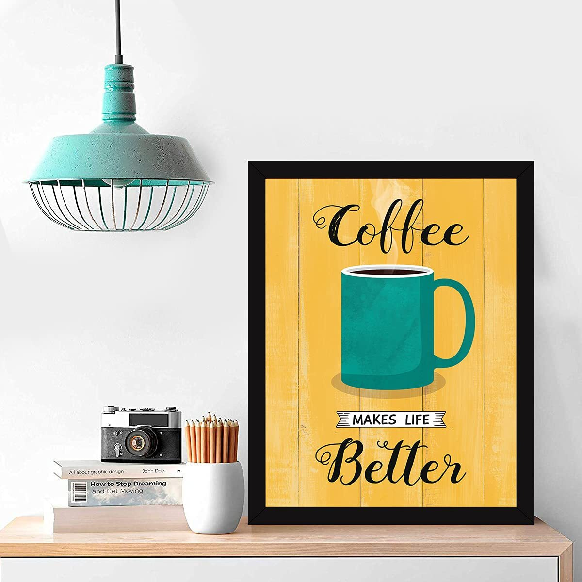 Chaka Chaundh - Coffee Quotes Wall Frames - Kitchen Quotes Wall Frames Decor - Food Quotes Frames For Home & Cafe - Quotes Wall Frames For Dining Room - Coffee Posters For Wall With Frame - (13.6 X 10.6 Inches)