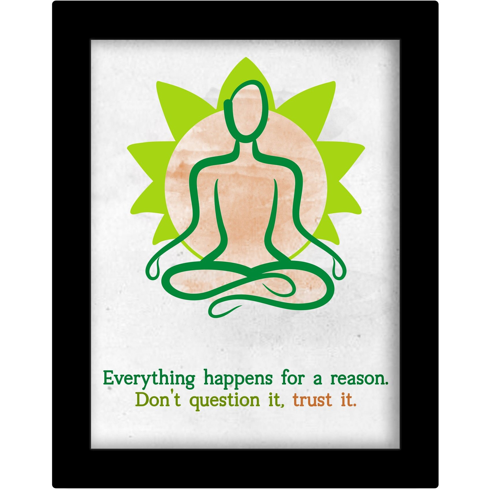 Tied Ribbons Everything Happens For A Reason Don'T Question It, Trust It Inspirational Wall Poster For Living Room With Frame(13.6 Inch X 10.2 Inch,Multicolor, Engineered Wood)