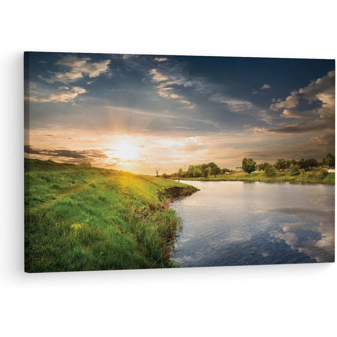 Truecanvas Nature Sky Lake, Wooden Framed Canvas Paintings For Living Room | Bedroom | Office | Gallery | Ready Wall Mount Canvas Wall Art Painting | Size - 12 X 18In, Ct0875