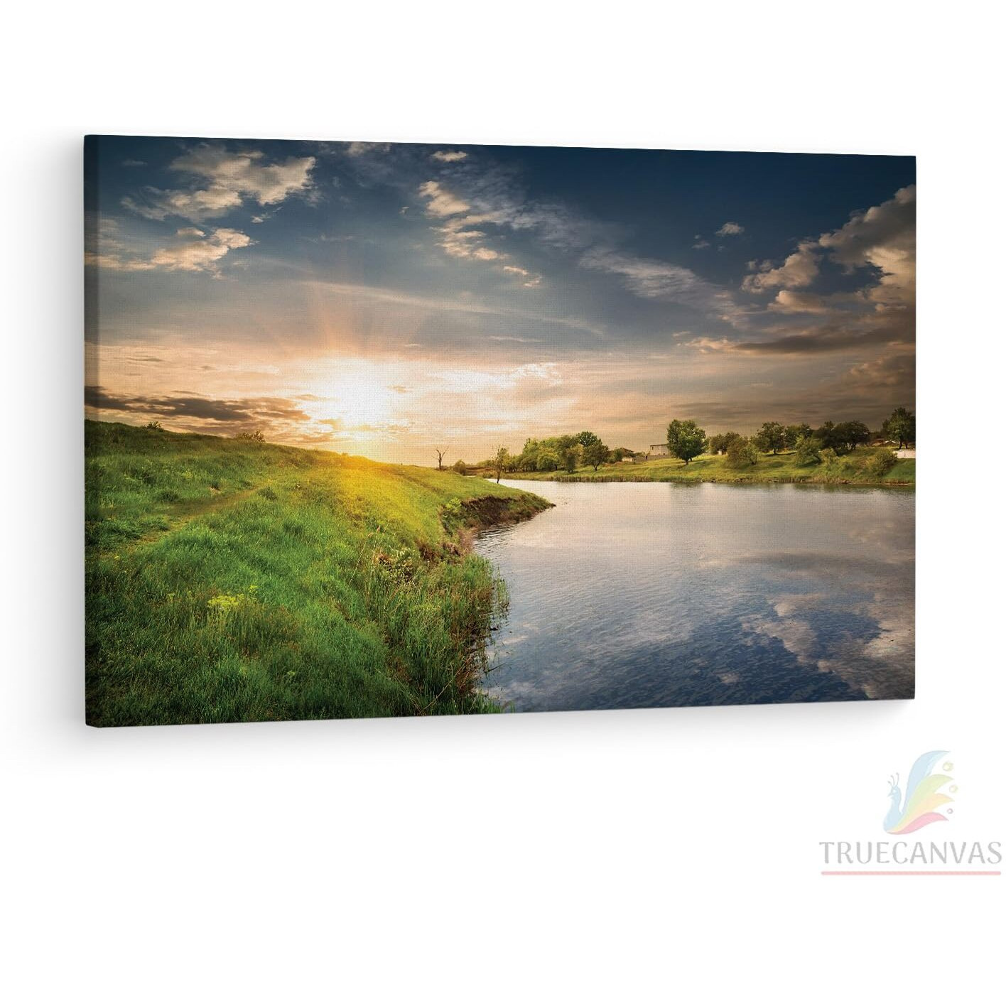 Truecanvas Nature Sky Lake, Wooden Framed Canvas Paintings For Living Room | Bedroom | Office | Gallery | Ready Wall Mount Canvas Wall Art Painting | Size - 12 X 18In, Ct0875