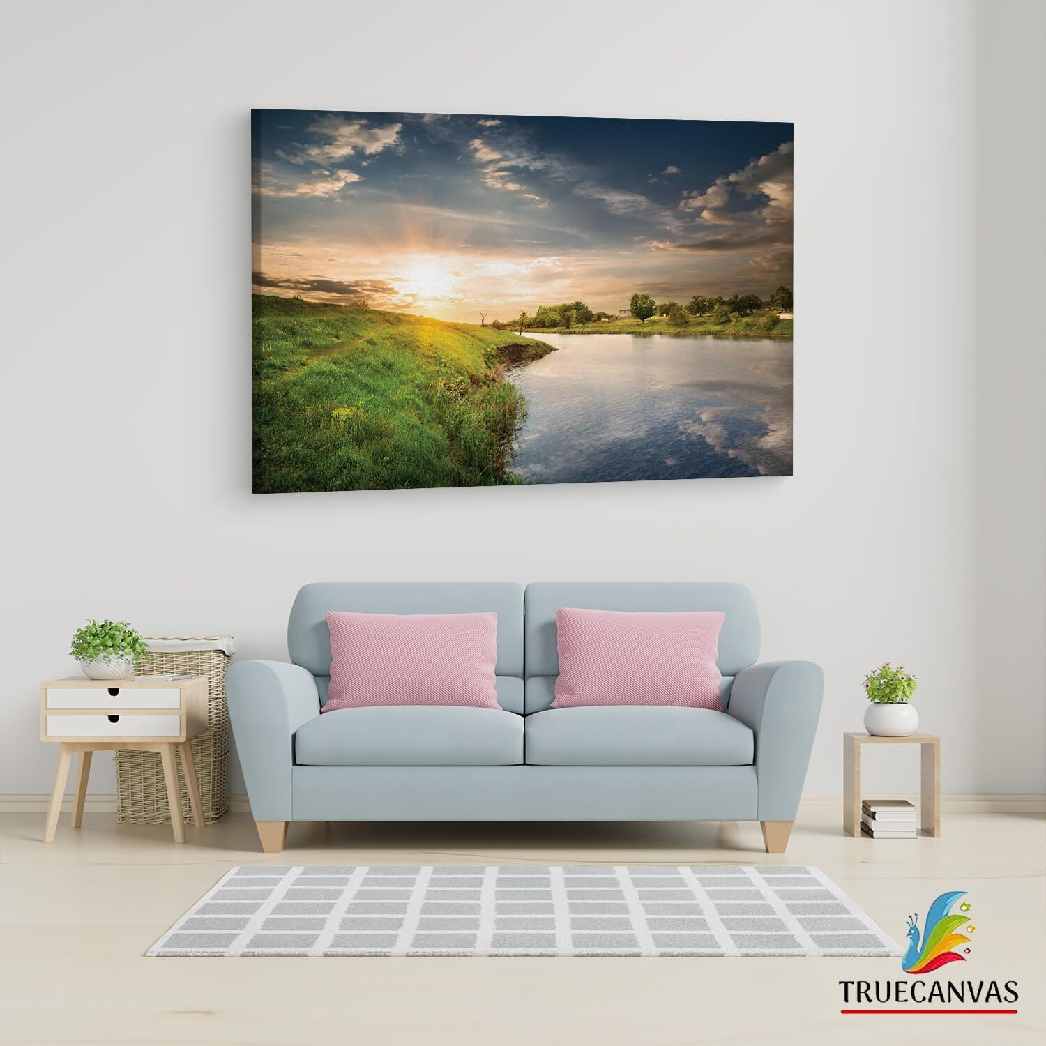 Truecanvas Nature Sky Lake, Wooden Framed Canvas Paintings For Living Room | Bedroom | Office | Gallery | Ready Wall Mount Canvas Wall Art Painting | Size - 12 X 18In, Ct0875