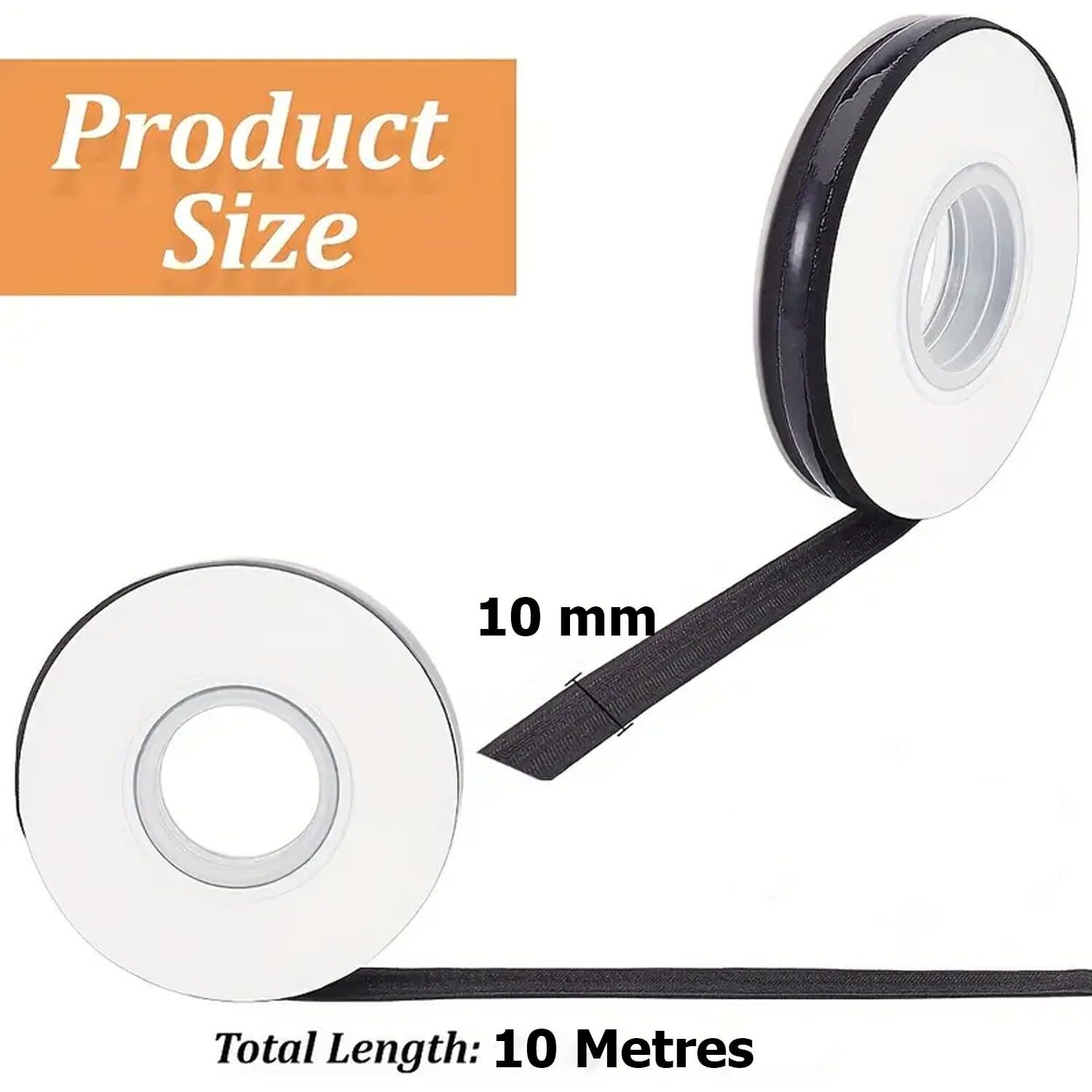 Aakriti Silicone Gel Elastic Stretchy Silicone Elastic Tape 10Mm Wide Non-Slip Gripper Elastic Cord For Underwear, Bra, Lingerie, Handcrafts, Bags, Belts, Shoes, Garments - Black 10 Metres