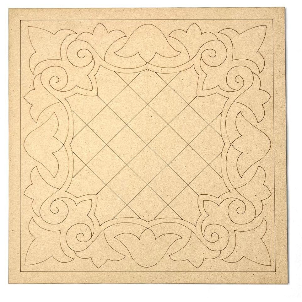Adikala Square Shape Lippan Art Mandala Wall Plank Mdf Cutout For Diy Art And Craft | Wall Hanging Decorations, Festival Gift, Wedding 9X9.Inch (22.86)