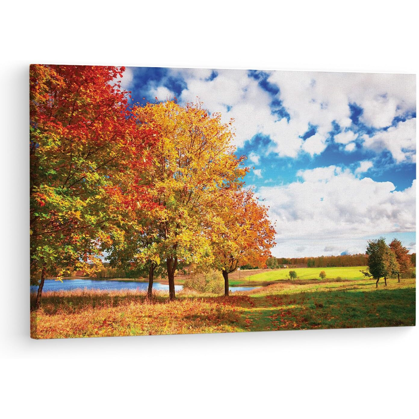 Truecanvas Autumn Landscape, Wooden Framed Canvas Paintings For Living Room | Bedroom | Office | Gallery | Ready Wall Mount Canvas Wall Art Painting | Size - 12 X 18In, Ct0839