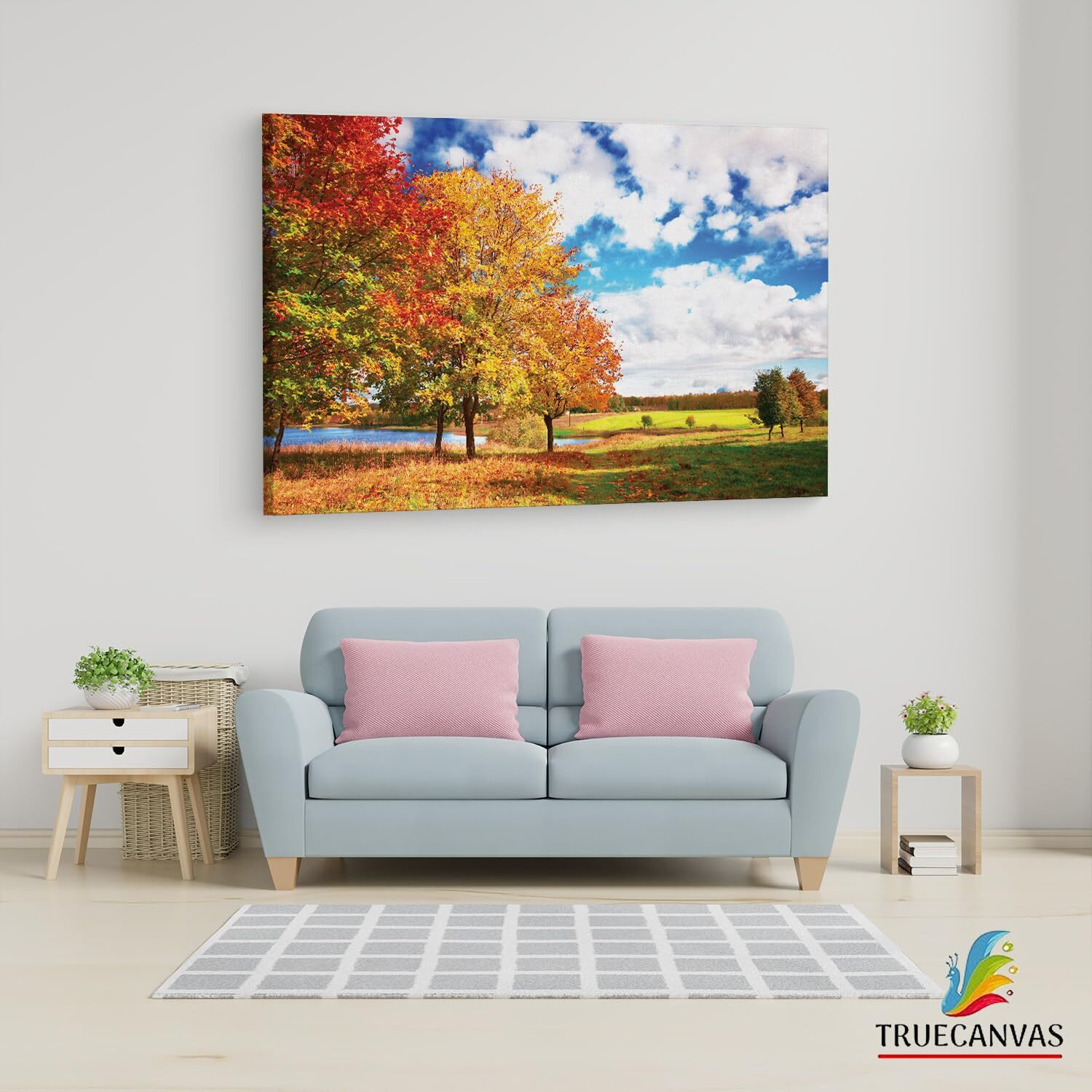Truecanvas Autumn Landscape, Wooden Framed Canvas Paintings For Living Room | Bedroom | Office | Gallery | Ready Wall Mount Canvas Wall Art Painting | Size - 12 X 18In, Ct0839