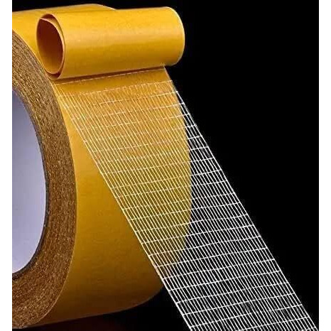 Pravyta Double Sided Carpet Tape, Strong Adhesive Cloth Tape With Yellow Glassine Paper For Carpet, Non Slip Waterproof Removable Mesh Grid Suitable For Hardwood Floors, Mats (3Cm X 20M)