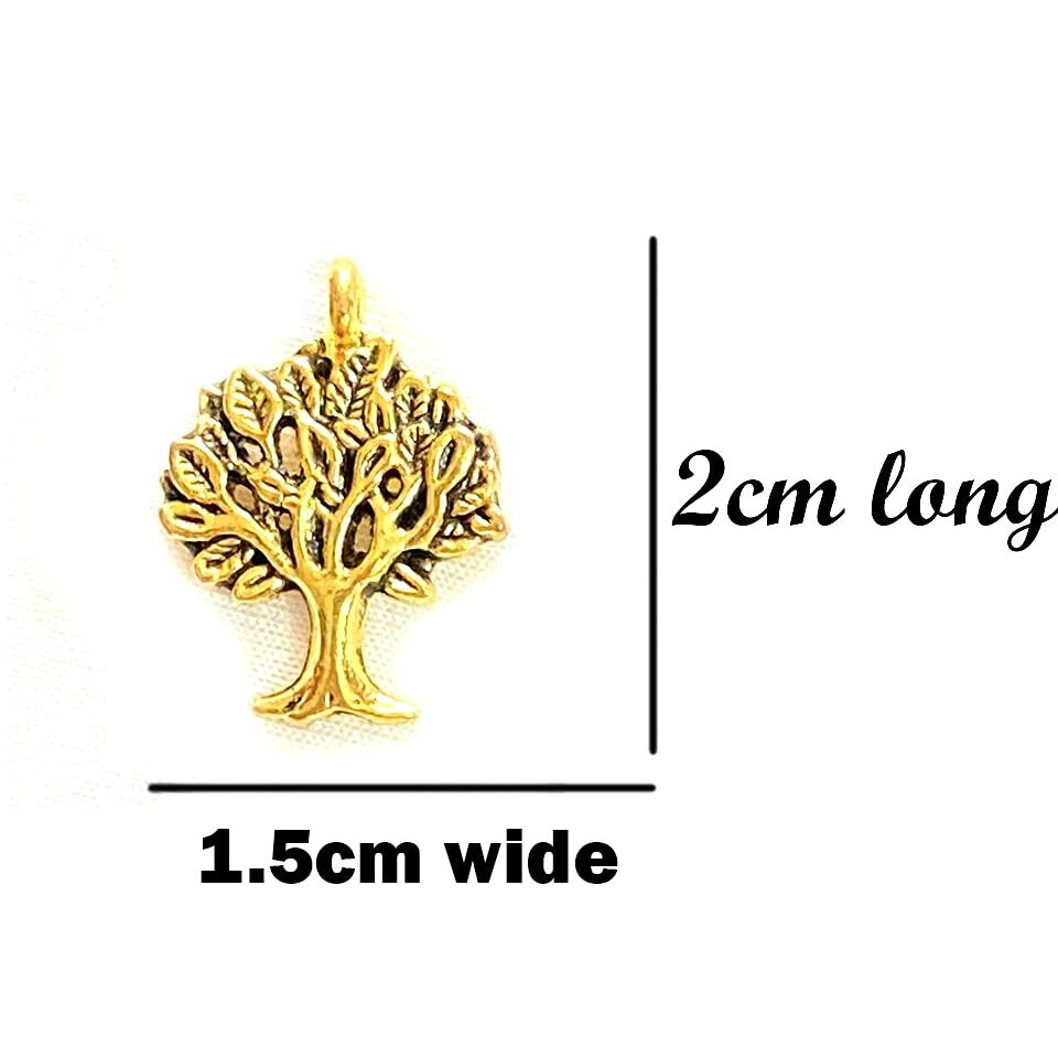 Aashya Mayro Combo Of 8 Pieces Of Golden Tree Shape Metal Beads Charms For Pendant Bracelet Jewellery Making And Craft Work