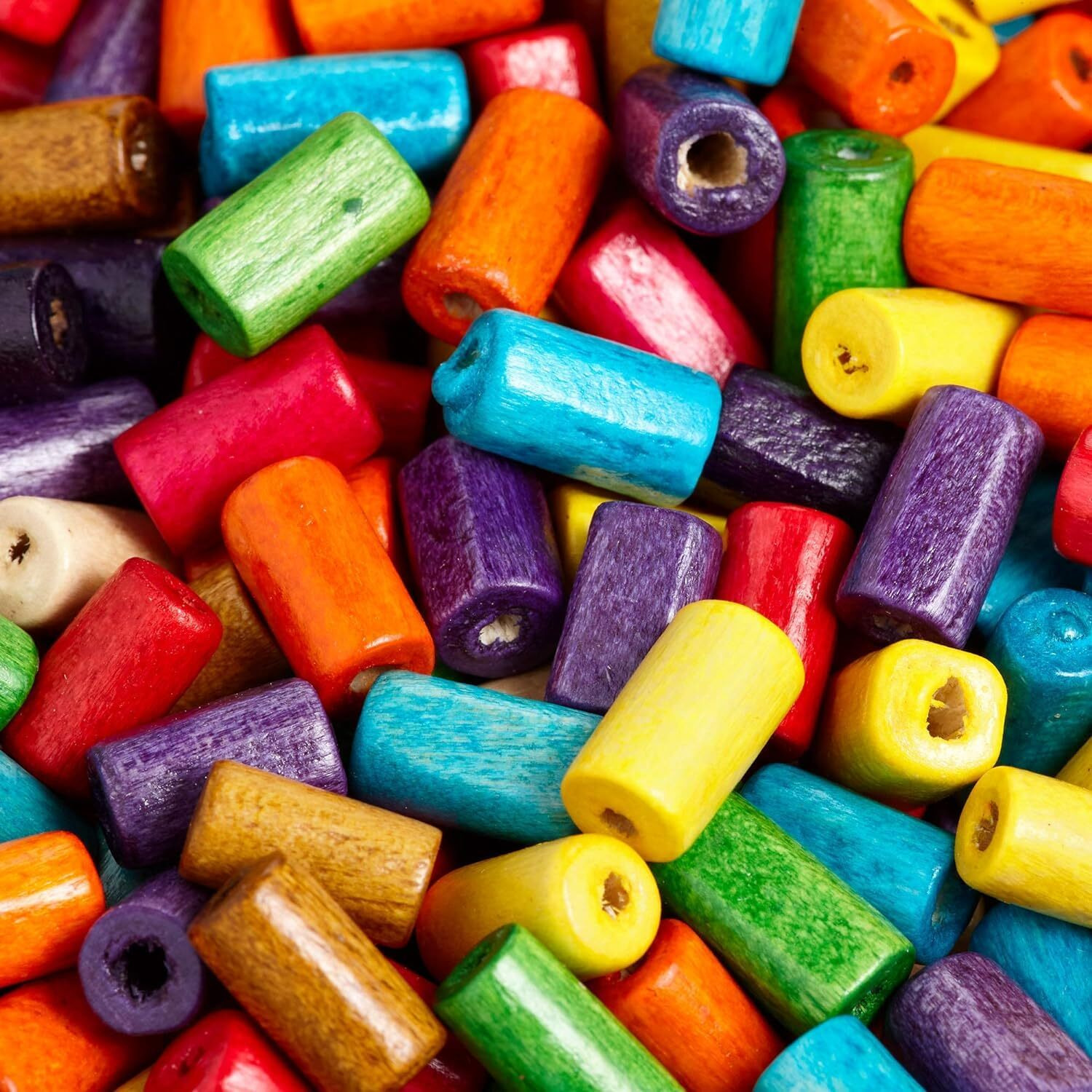 Diy Crafts 260, Mixed Unassorted Wooden Beads Color Round Multicolor Cylinder Wood Beads Hole For Diy Craft, Jewelry M (260)