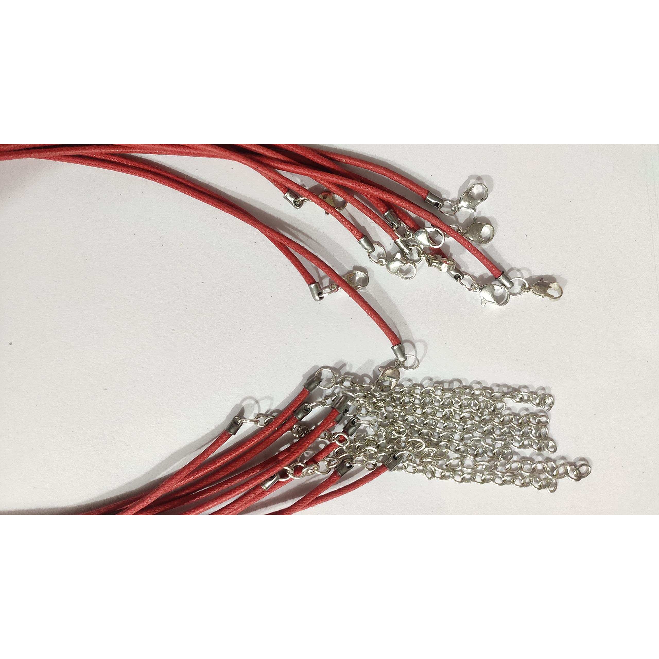Omx 10 Pc, Waxed Cotton 43Cm/17 Necklace Chain With Lobster Claw Clasp For Pendants And Jewelry Charms Making. (2Mm Thick Cotton - 10 Pcs, Red)