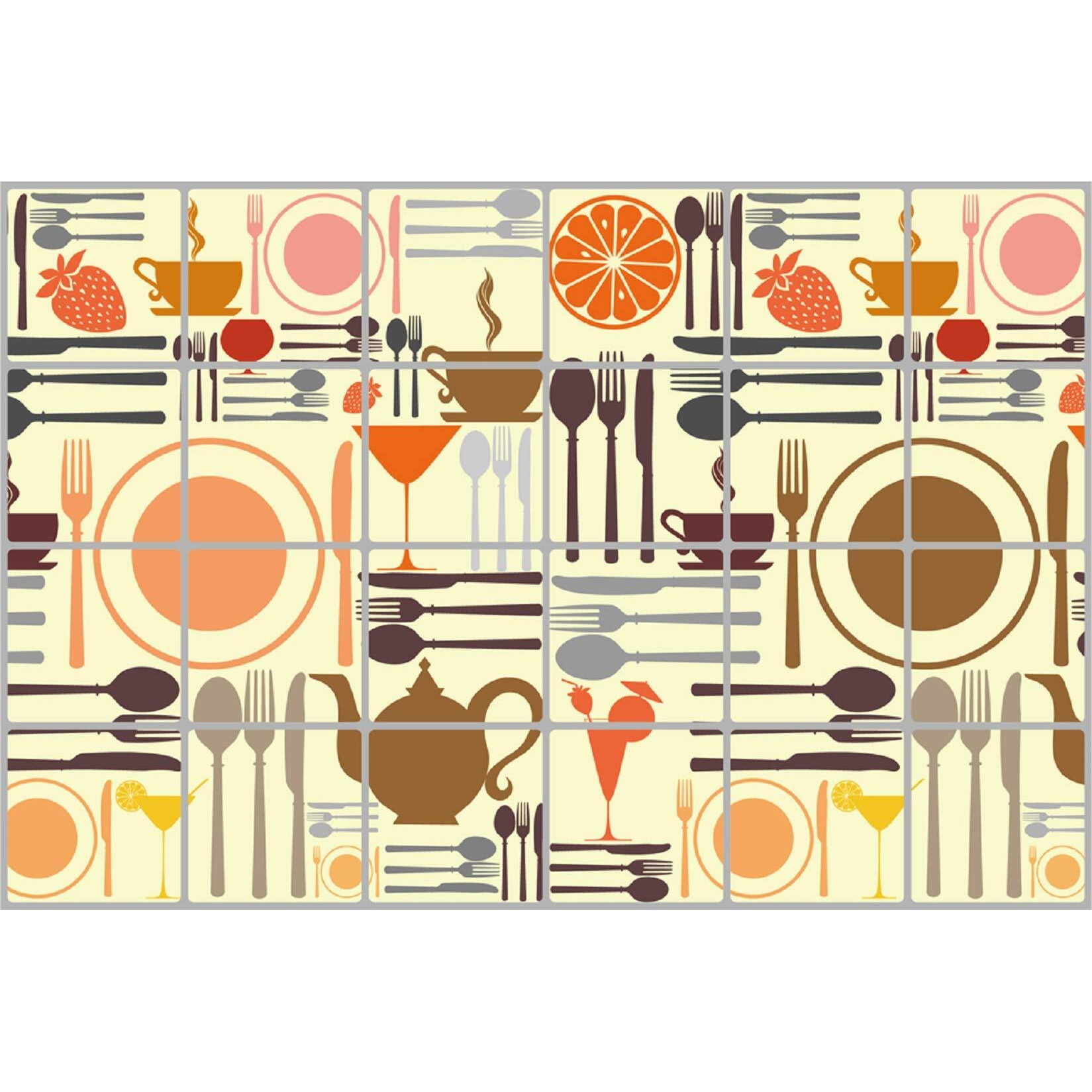 Jaamso Royals Multicolor Kitchen Tool Design Vinyl Peel And Stick Self Adhesive Removable Heat Oil Proof Uv Protection Home Decor Kitchen Sticker (90 Cm X 60 Cm)