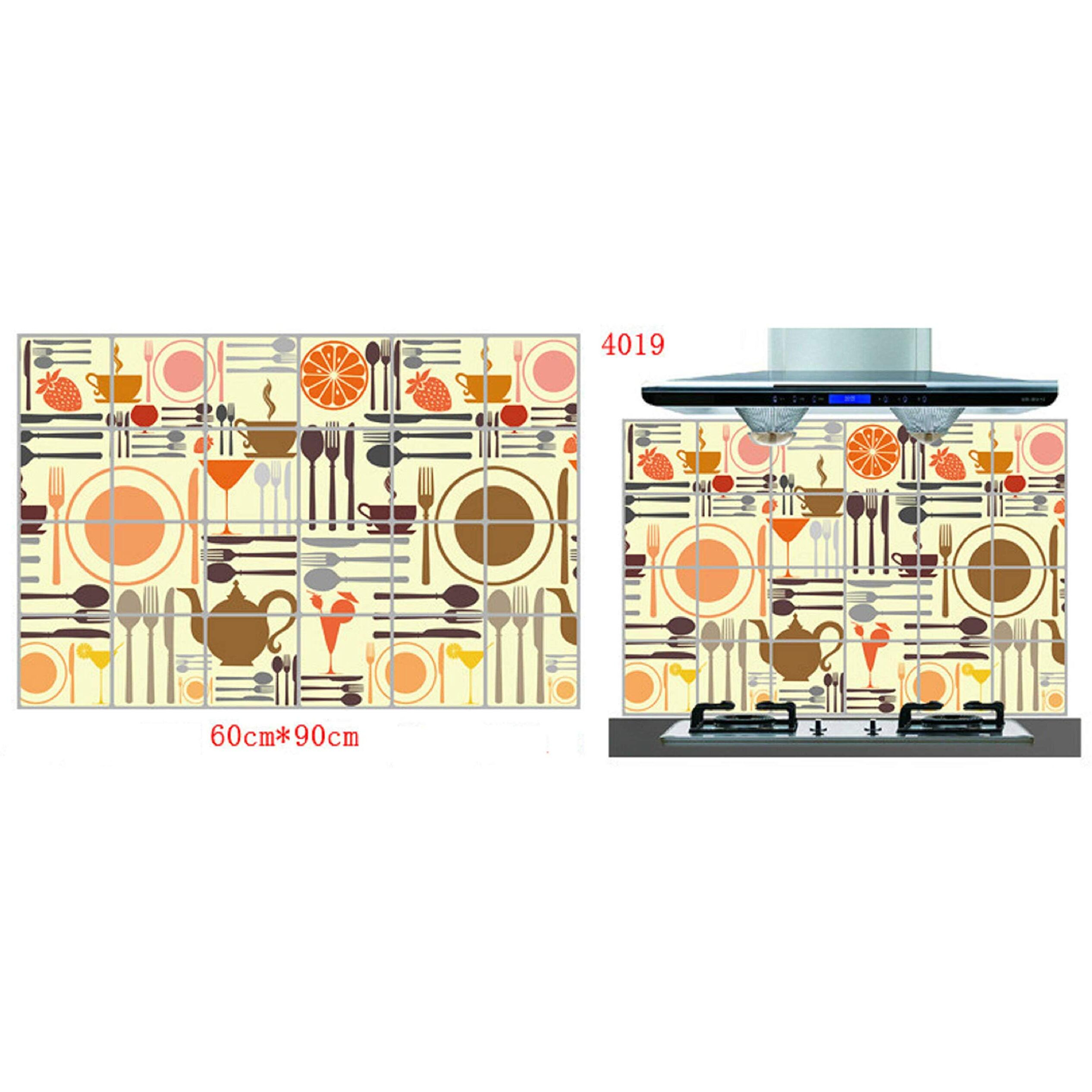 Jaamso Royals Multicolor Kitchen Tool Design Vinyl Peel And Stick Self Adhesive Removable Heat Oil Proof Uv Protection Home Decor Kitchen Sticker (90 Cm X 60 Cm)