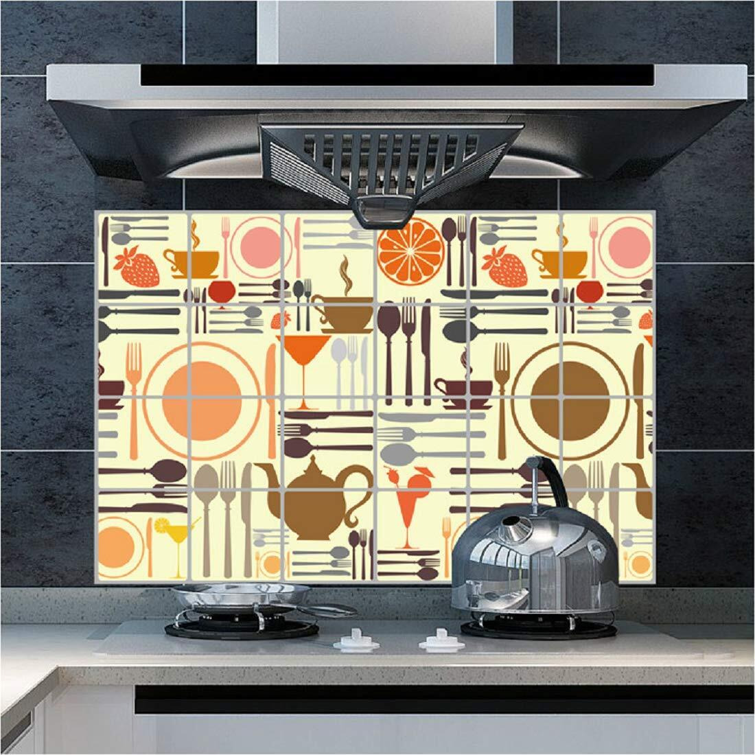 Jaamso Royals Multicolor Kitchen Tool Design Vinyl Peel And Stick Self Adhesive Removable Heat Oil Proof Uv Protection Home Decor Kitchen Sticker (90 Cm X 60 Cm)