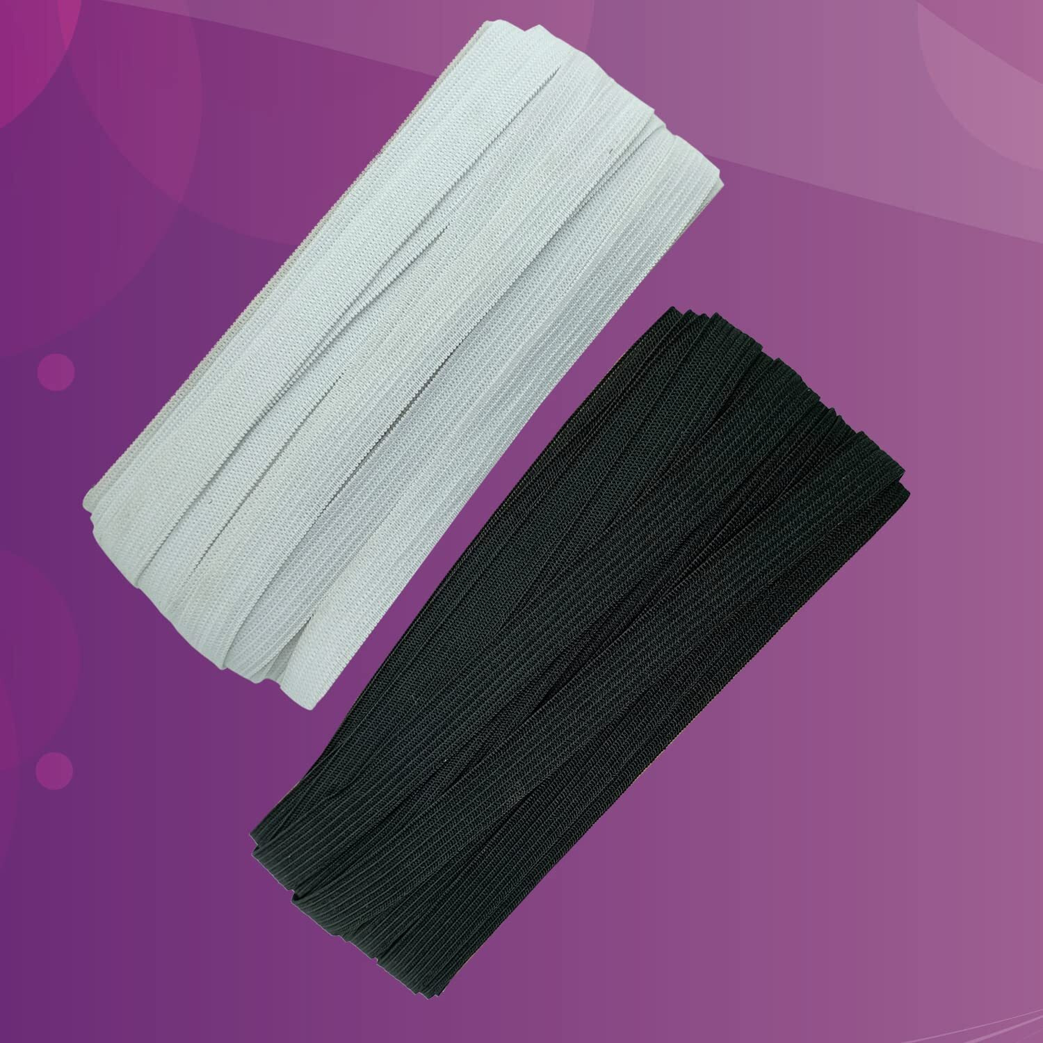 Aakriti 10 Meter White & 10 Meter Black Polyester Elastic Used For Sewing, Stitching, Tailoring, Elastic Pants And Other Diy Items Mask Making Elastic(Knitted Elastic, 10Mm)