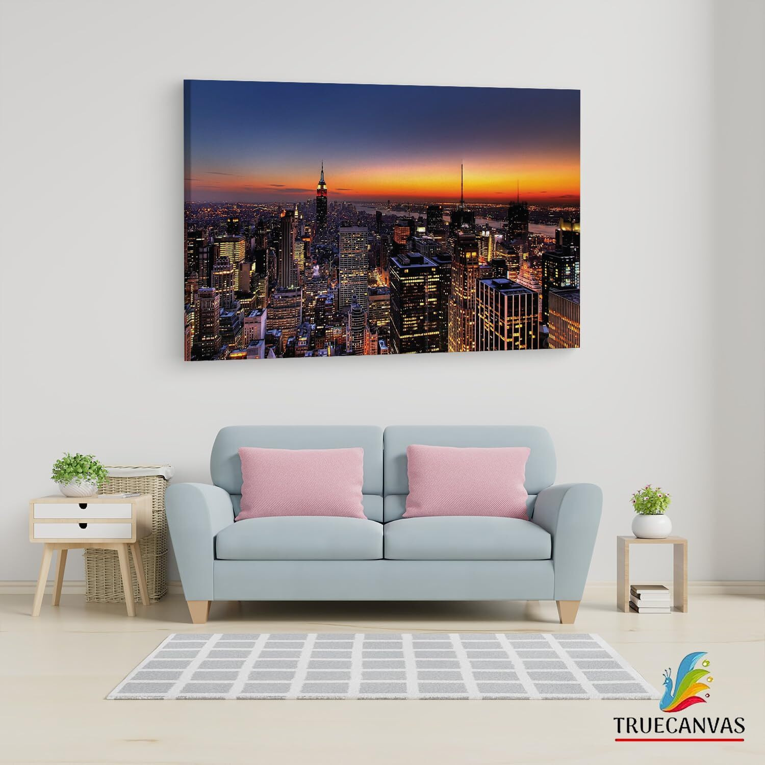 Truecanvas New York Skyline, Wooden Framed Canvas Paintings For Living Room | Bedroom | Office | Gallery | Ready Wall Mount Canvas Wall Art Painting | Size - 12 X 18In, Ct0311
