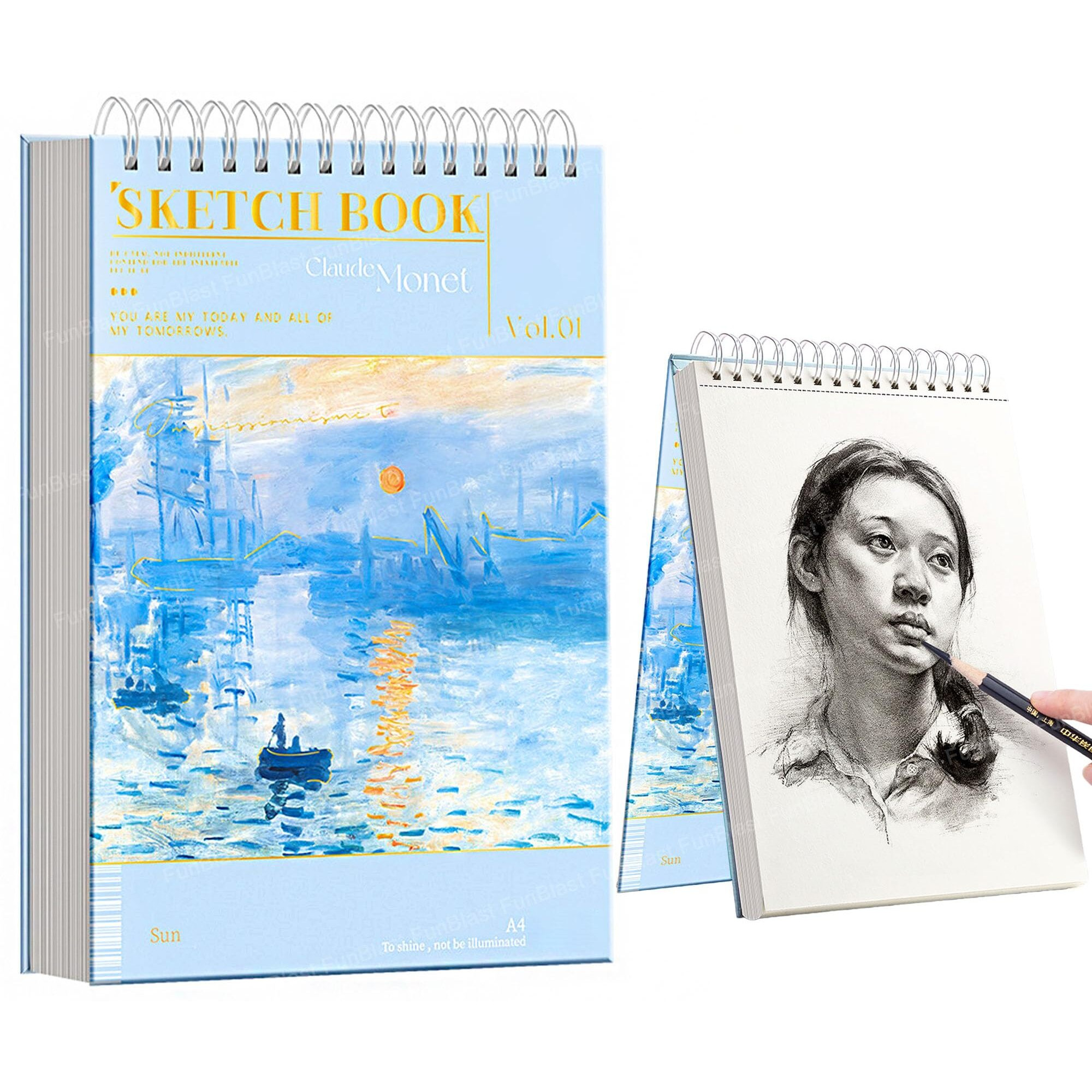 Funblast Sketching Book For Artist, A4 Thickened Sketchpad For Artist, Students Hand-Painted Colored Lead Picture Album Sketch Book For Painting, Drawing, Art & Craft Work (60 Sheets) (Blue)