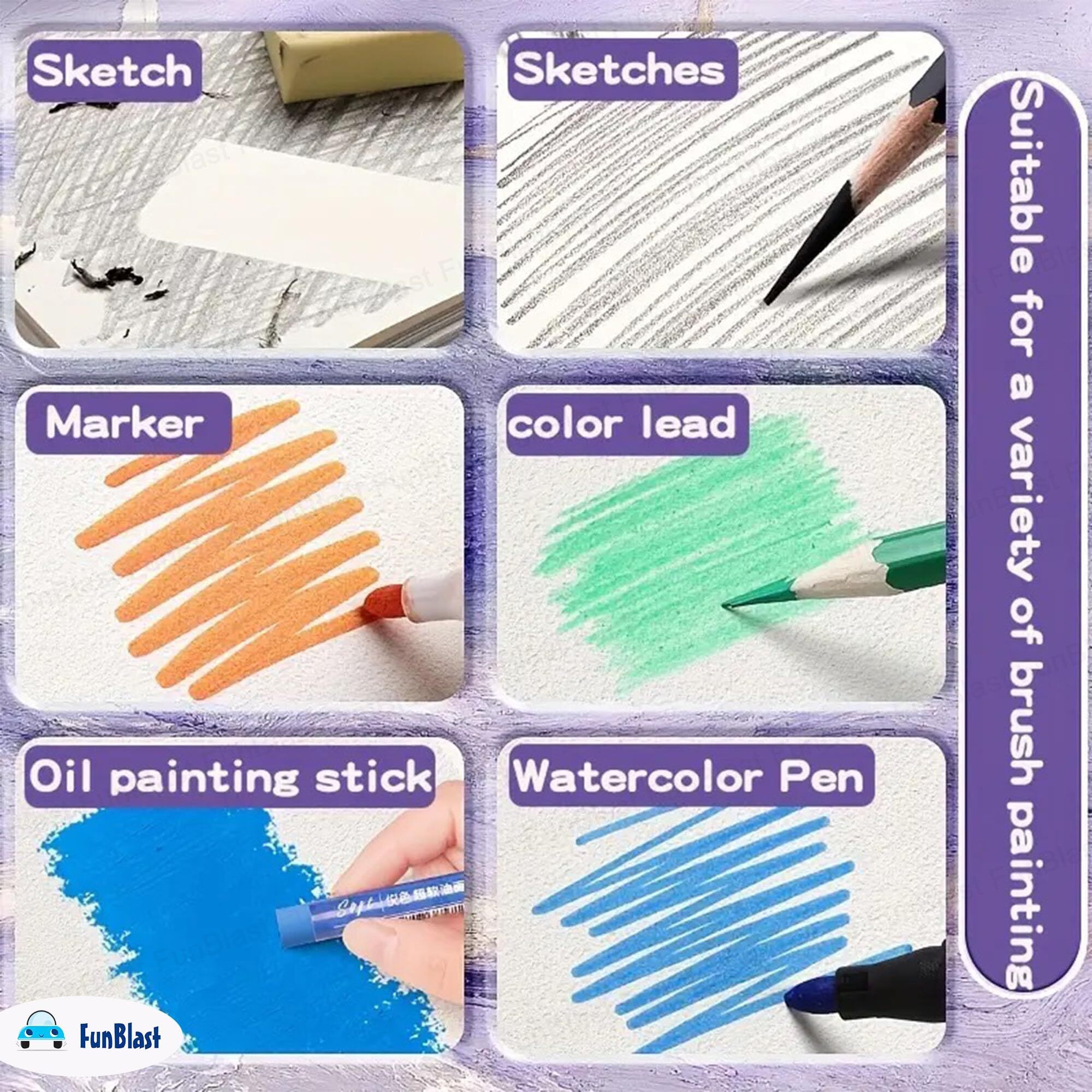 Funblast Sketching Book For Artist, A4 Thickened Sketchpad For Artist, Students Hand-Painted Colored Lead Picture Album Sketch Book For Painting, Drawing, Art & Craft Work (60 Sheets) (Blue)