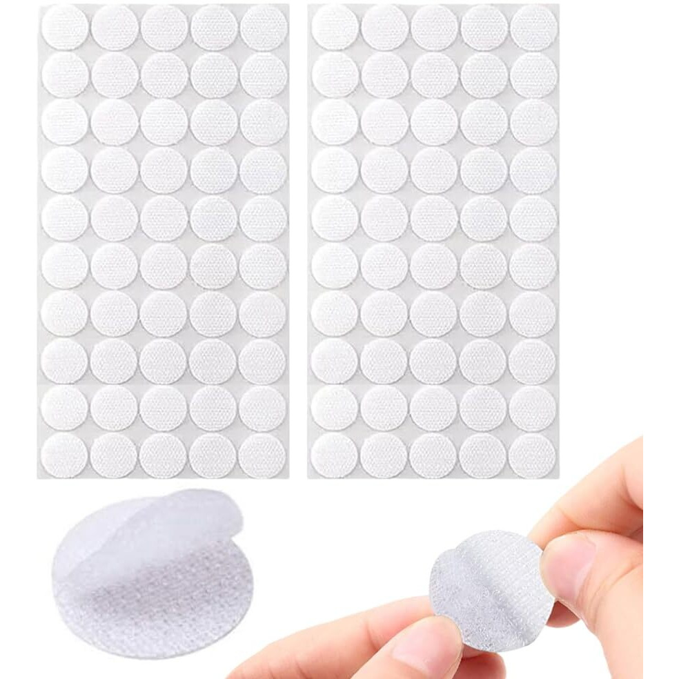 Bowiemall Hook & Loop Round Dots Self Adhesive 50 Pairs 0.78 Inch Diameter Strong Nylon Tape For Classroom, Office, Home (White)