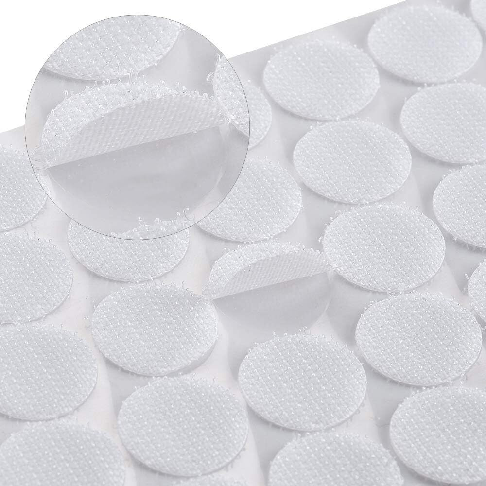 Bowiemall Hook & Loop Round Dots Self Adhesive 50 Pairs 0.78 Inch Diameter Strong Nylon Tape For Classroom, Office, Home (White)