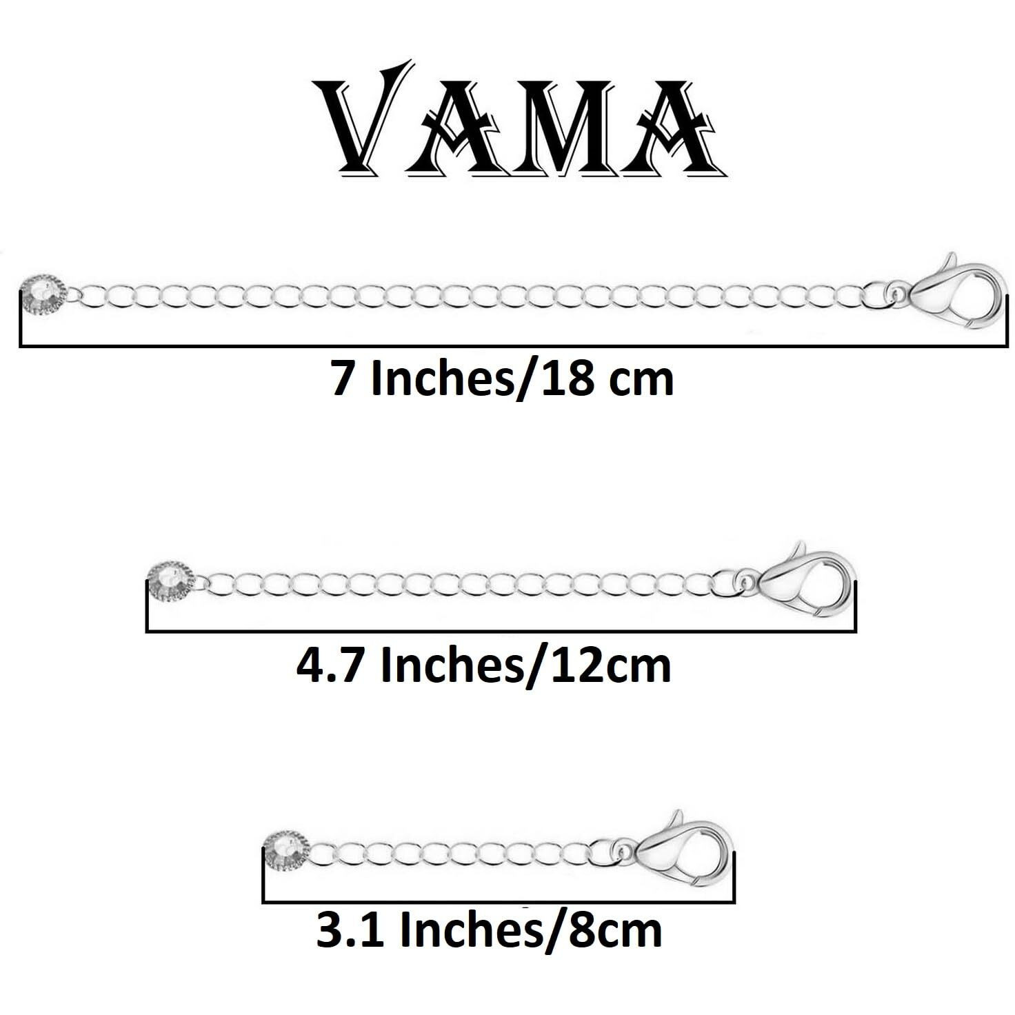 Vama Fashions Adjustable Jewellery Extender Chain Necklace Bracelet Payal Anklet Waist Belly Chain Removable Extension Chains For Jewelry Making (Silver Extension Chain)For Unisex Adult