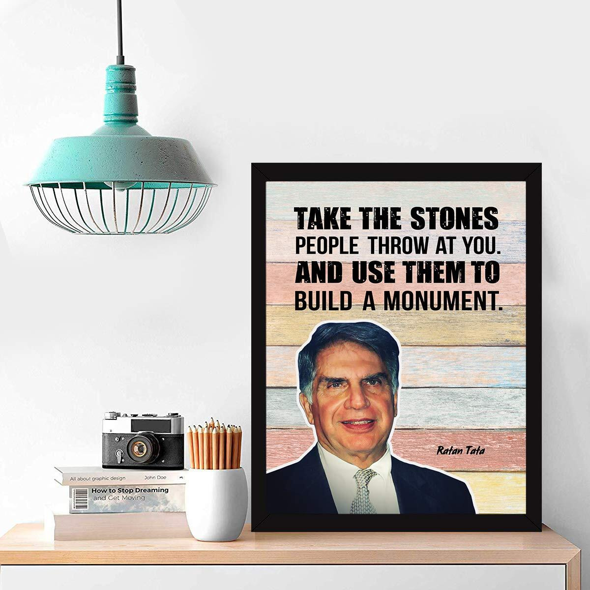 Chaka Chaundh - Ratan Tata Quote Frame - Motivational Quotes Frames - Poster With Frame - Ratan Tata Quotes Gifts  Quotes Wall Frames - (14 X 11 Inches)