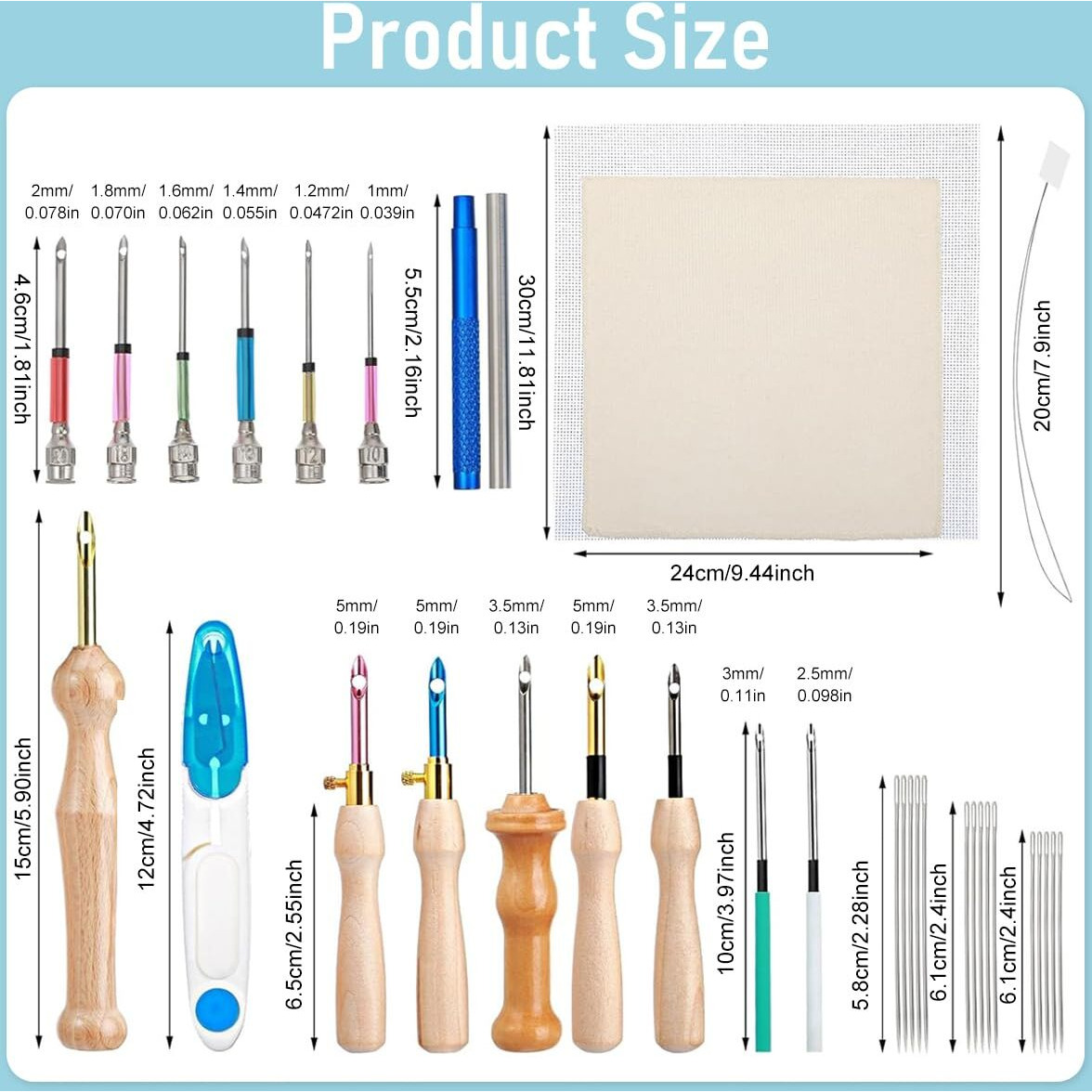 Hasthip 35Pcs Embroidery Punch Needle Kit, Punch Needle Tool Punch Needle Embroidery Kits Include Wooden Handle Embroidery Pen Set, Big Eye Needles With Punch Needle Cloth For Adults Beginner
