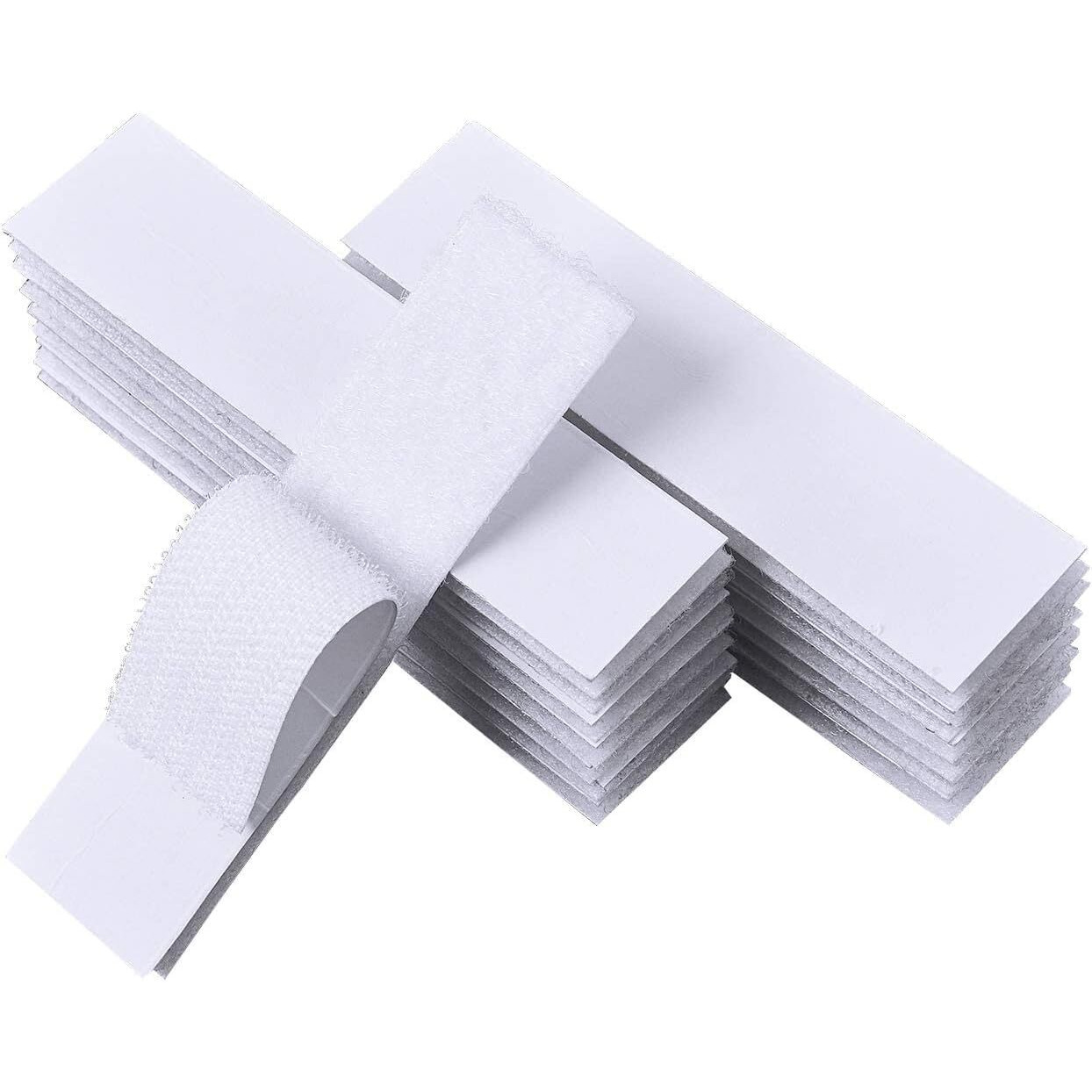 Droposale White Hook And Loop Velcro Strips With Adhesive Strong Back Fasteners Tape For Home Or Office Use Replaces Holes And Screws Pack Of (10)
