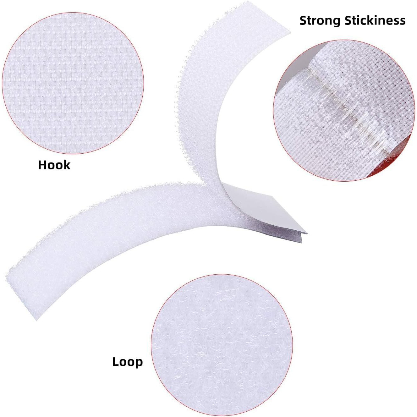 Droposale White Hook And Loop Velcro Strips With Adhesive Strong Back Fasteners Tape For Home Or Office Use Replaces Holes And Screws Pack Of (10)
