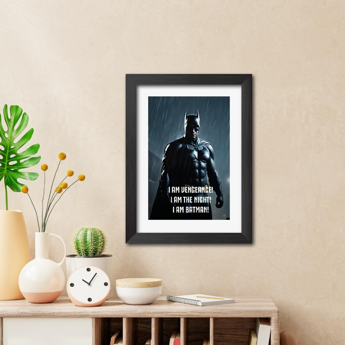 Tenorarts Batman Quotes Poster Frame Comics Laminated Photo Framed Painting With Matt Finish Black Frame (9Inches X 12Inches)