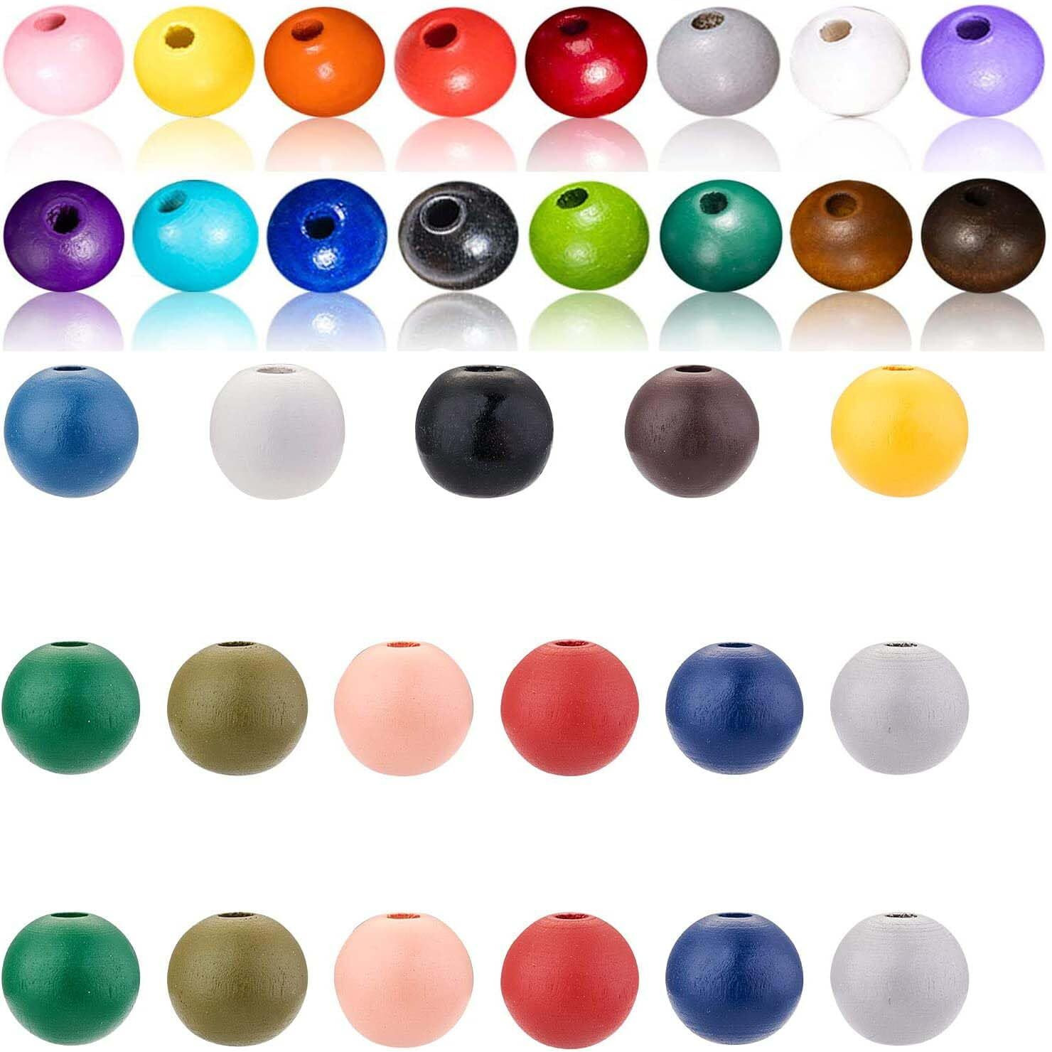 Diy Crafts 130, Round Natural Wood Beads Mixed Color Large Hole Wooden Spacer Beads For Diy Craft Jewelry Bracelet Home Decor(130)