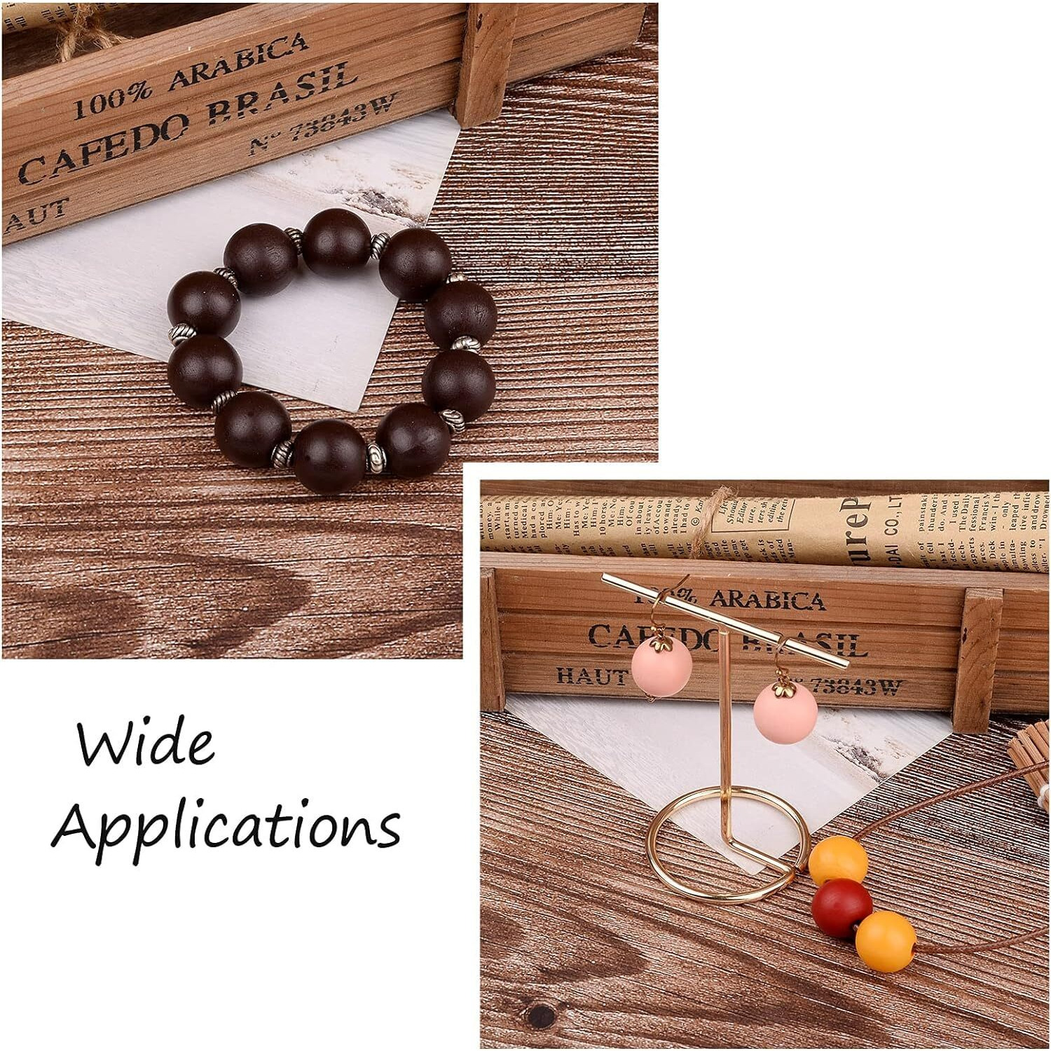 Diy Crafts 130, Round Natural Wood Beads Mixed Color Large Hole Wooden Spacer Beads For Diy Craft Jewelry Bracelet Home Decor(130)