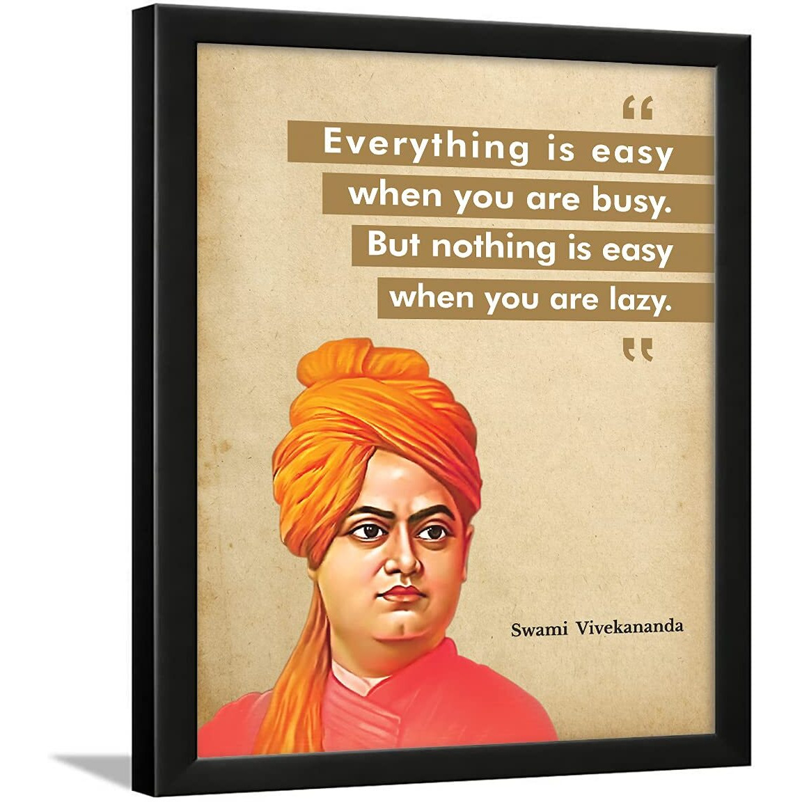 Chaka Chaundh Acrylic - Suitable Swami Vivekananda Motivational Quotes Frames For Office & Student- Framed Posters With Frame - Quotes Wall Frames - Photos With Quotes - (14 X 11 Inches)