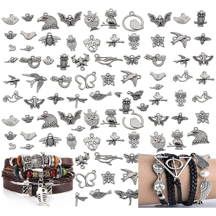 Diy Crafts 90 Pcs, Antique Silver Random Design, Wholesale Bulk Lots Jewelry Making Charms Mixed Smooth Tibetan Silver Metal Charms Pendants Diy For Necklac (90 Pcs, Antique Silver Random Design)