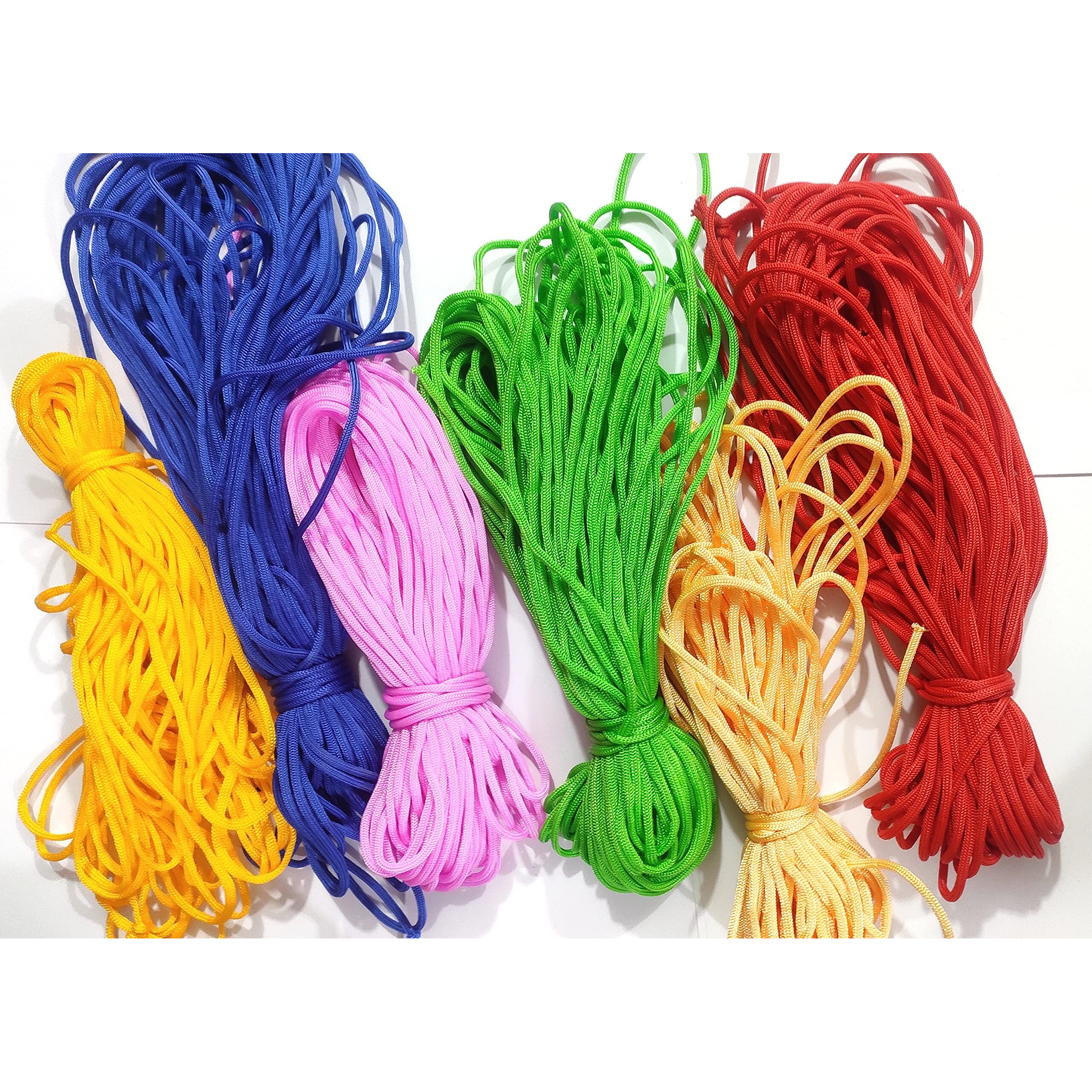 Omx 3Mm, Total 180 Mtr (30 Mtr Each Colour - 6 Colours) Nylon Knot Macrame Beading Braided Thread Cord Rope, Thickness  3 Mm