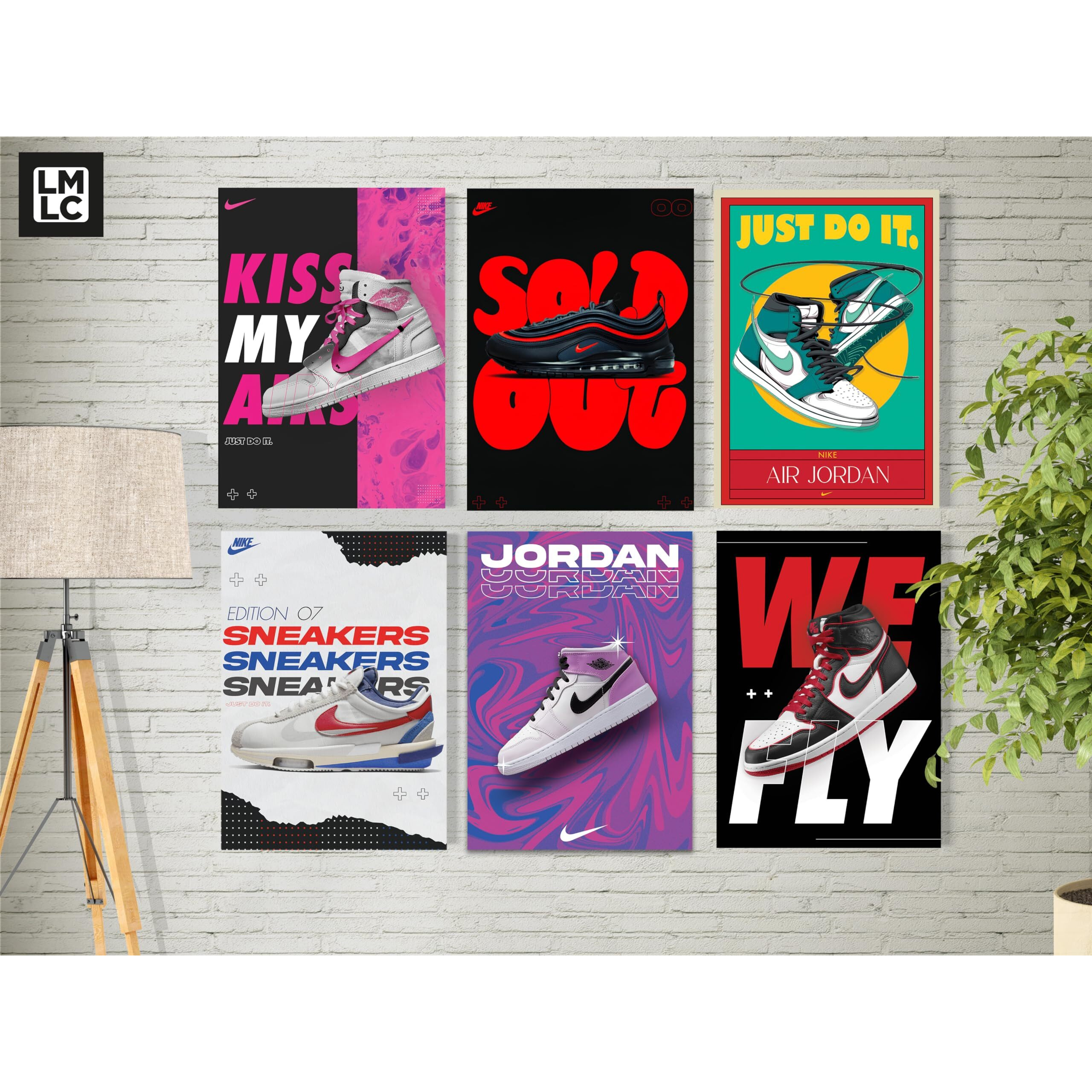 Live Mad Live Crazy (Lmlc) Sneaker Vertical Wall Paper Poster Pack - Set Of 6, A4 Size, 9X12 Inch Unframed Art Prints - Home, Bedroom, Living Room & Decor - Aesthetic, Matt Finish