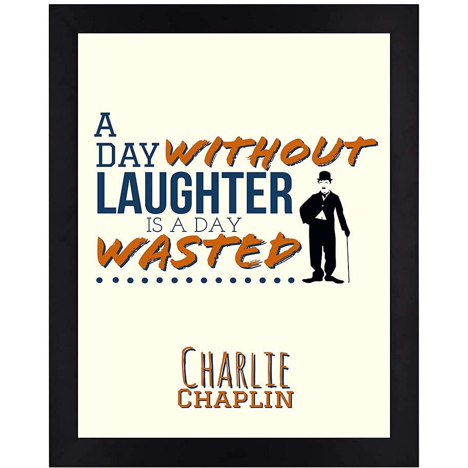Interiocrafts Synthetic Wood Home Decor Charlie Chaplin Inspirational Motivational Poster (Frame Size 13 X 10 Inches, Black)