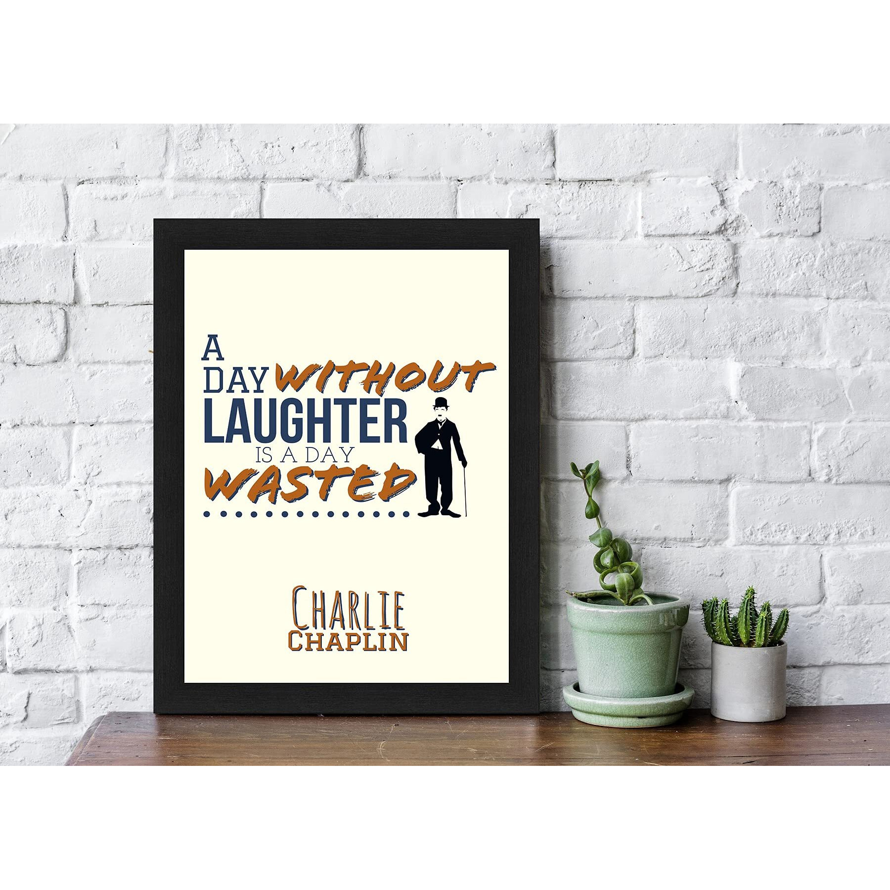 Interiocrafts Synthetic Wood Home Decor Charlie Chaplin Inspirational Motivational Poster (Frame Size 13 X 10 Inches, Black)