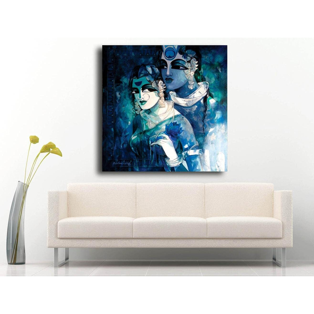 Pixelartz Radha Krishna Painting Without Frame Canvas Printed | Radha Krishna Wall Art Painting For Home (57X33 Inches, Extra Large)