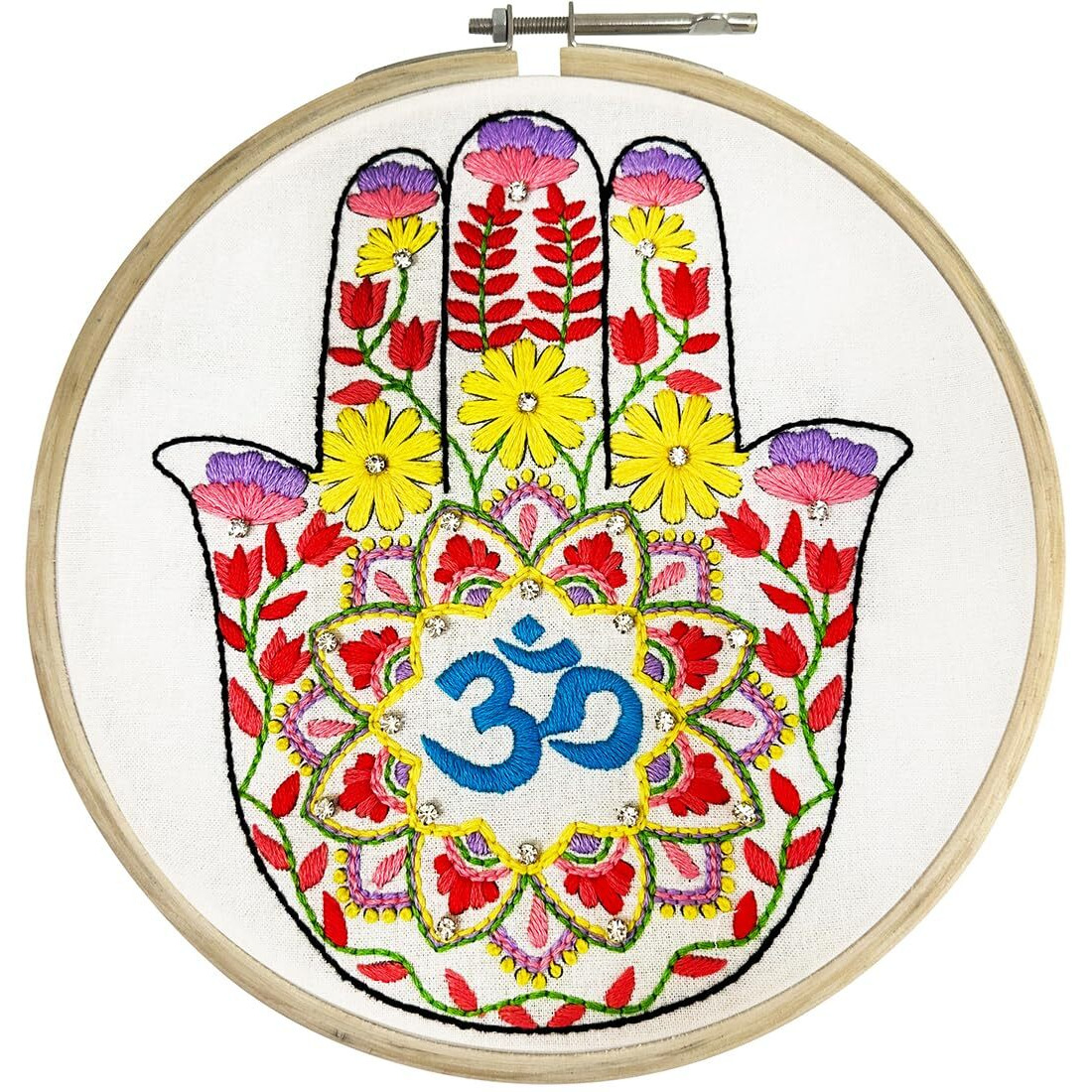 Embroiderymaterial Embroidery Kit For Beginners/Cross Stitch Om Mandala Design Digital Printed Cloth & Written Instructions, Handmade Gifts (All Material Included)