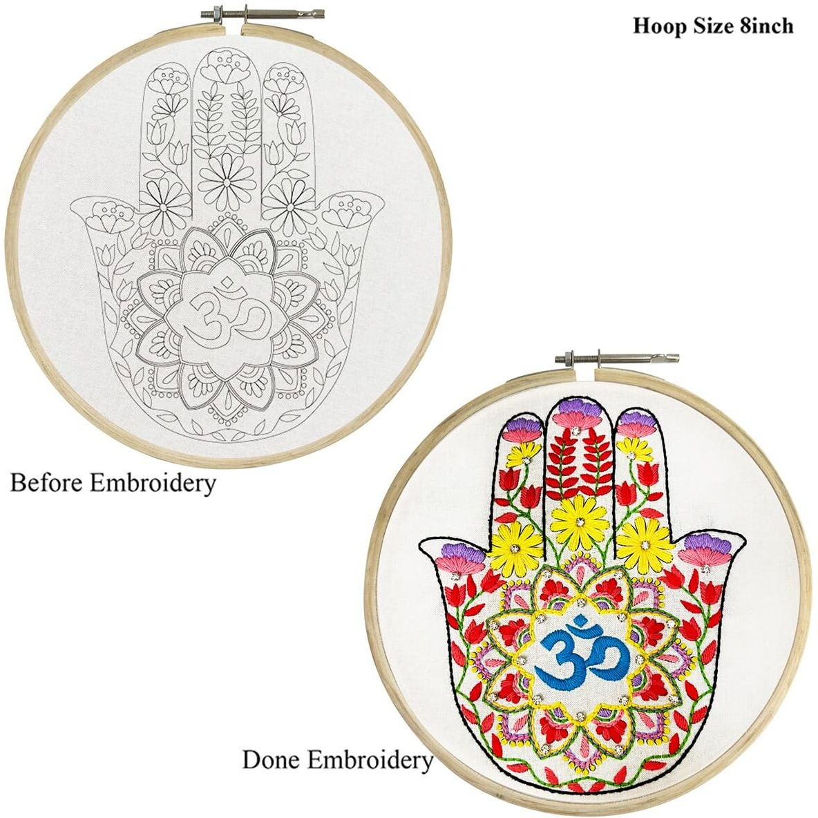 Embroiderymaterial Embroidery Kit For Beginners/Cross Stitch Om Mandala Design Digital Printed Cloth & Written Instructions, Handmade Gifts (All Material Included)