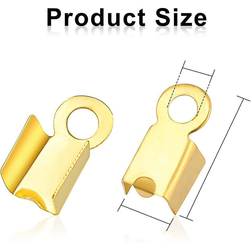 Diy Crafts 450 Pcs, White Nickel, Fold Over Cord Ends Cord Crimp End Tips Fold-Over End Caps Leather Ribbon Ending Clasp Tips Jewelry Connector For End Cap J (450 Pcs, White Nickel)